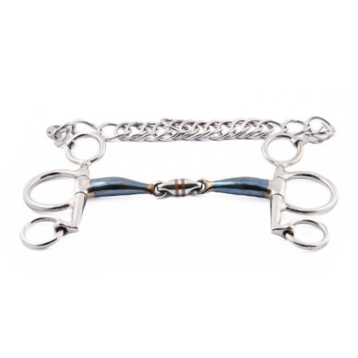 Jump'in French Mouth Small Cheek Pelham Blue Steel Bit - Perfect for English and Western Riding, Horse Training, and Show Jumping