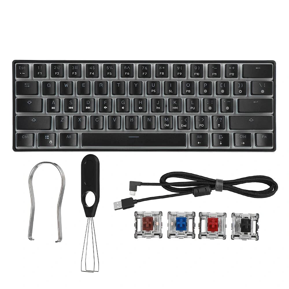 GK GAMAKAY MK61 61-Key RGB Gaming Keyboard - Gateron Optical Switches, Pudding Keycaps, Waterproof (Yellow Switch V2) for Esports & Office
