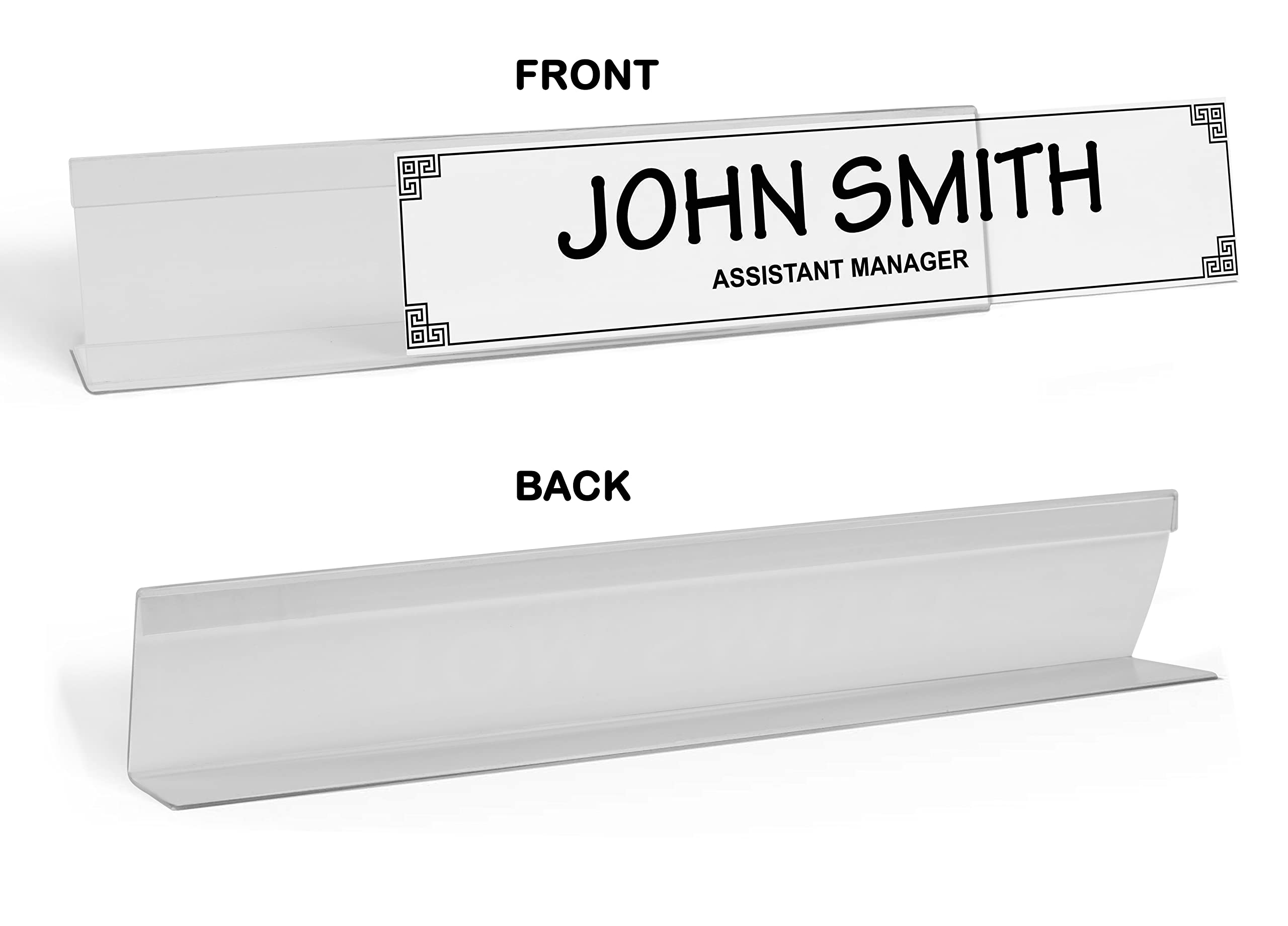 Personalized Acrylic Desk Name Plate - Custom Office Name Sign with Pretty Border (2x10 Inches) - Perfect for Workstations, Reception Desks & Corporate Gifts