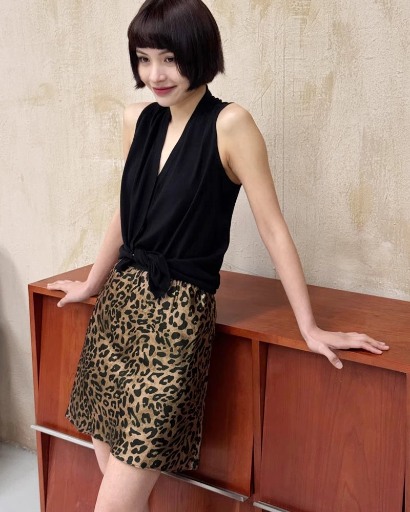 Leopard Print Silk Slip Mini Skirt for Women - Sexy A-Line Party Skirt for Night Out, Date Night & Club Wear