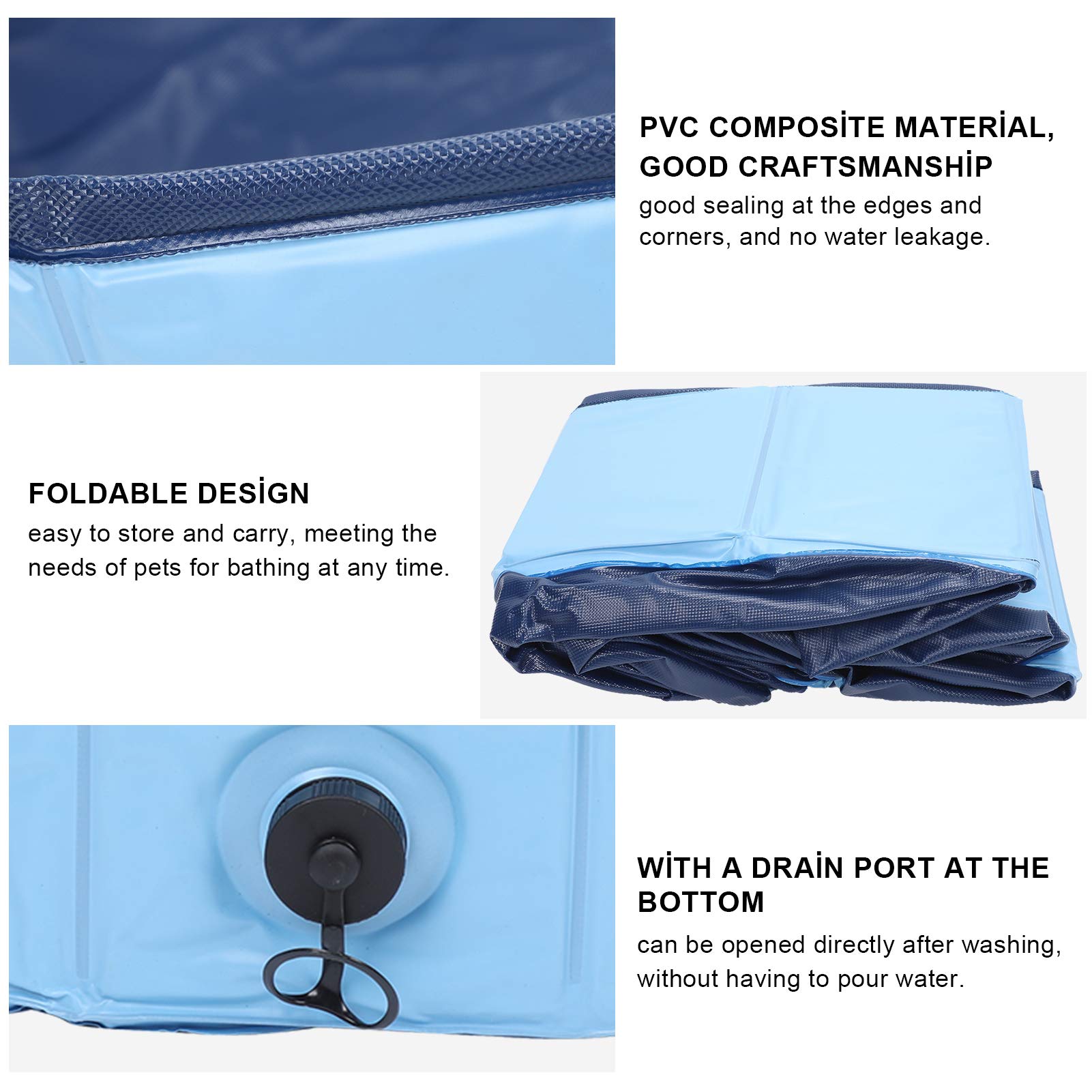 EVTSCAN Foldable Pet Swimming Pool - Portable PVC Dog & Cat Bath Tub, Non-Slip Collapsible Pet Bath Pool for Indoor & Outdoor Use, Leakproof Design (Large, Blue) - Perfect for Backyard, Beach, Travel & Home Bathing