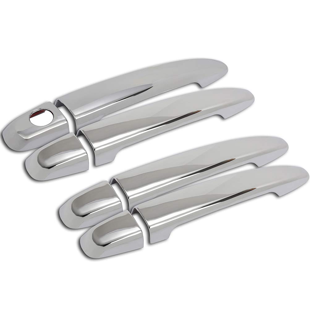 4pcs Chrome Plated ABS Car Door Handle Covers for Toyota Highlander 2008-2013 & Camry 2007-2011 - Exterior Side Door Handle Protector Trim for Driver & Passenger Side - Upgrade Your Vehicle's Style & Protection (Perfect for Car Detailing, Auto Accessories Upgrade)