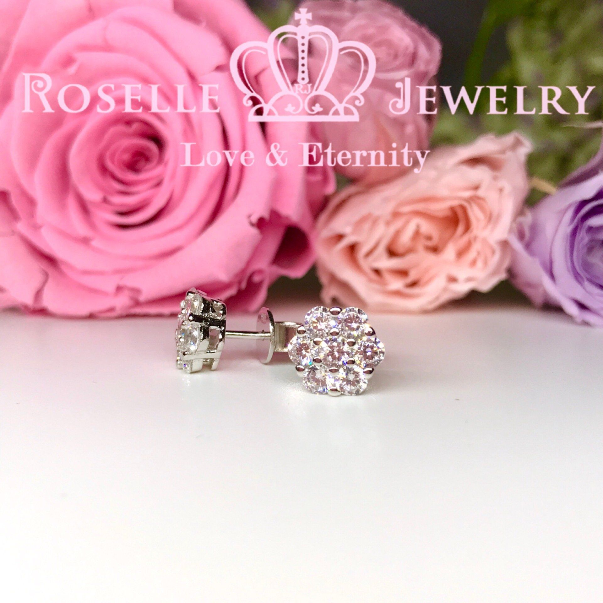 Cluster Stud Earrings for Women - Sparkling Cubic Zirconia Earrings ER7 | Perfect for Parties, Weddings & Everyday Elegance