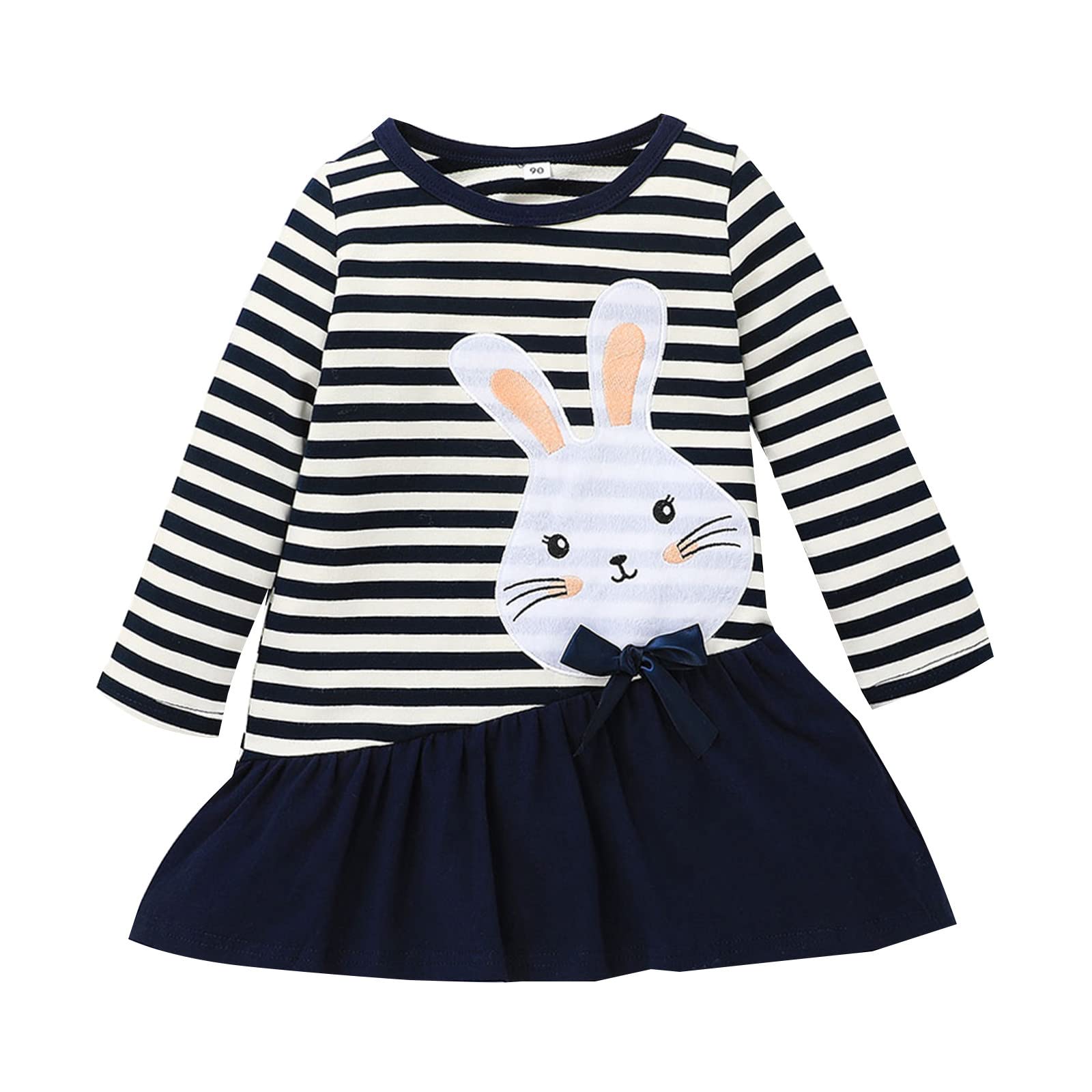 Birthday Boy Shirt for Toddler & Baby Girls - Long Sleeve Striped Easter Bunny Cartoon Print Princess Dress - Perfect for Easter Celebrations, Birthday Parties & Family Photos