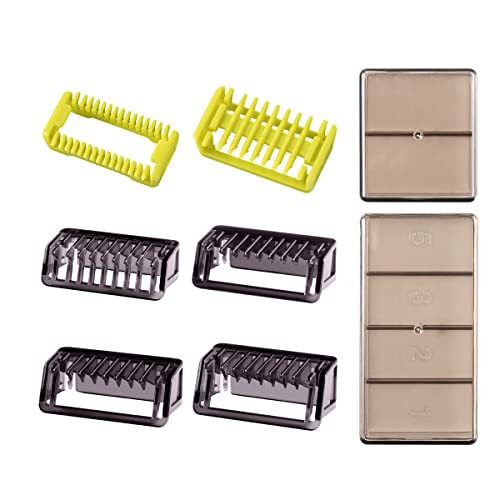 6Pcs OneBlade Replacement Guide Combs for Philips OneBlade & OneBlade Pro QP2510/QP2520/QP2620/QP6505/QP6510/QP6520 - Includes Stubble Combs (1/2/3/5mm), Skin & Body Guard with Storage Case - Perfect for Beard Trimming, Body Grooming & Travel Use