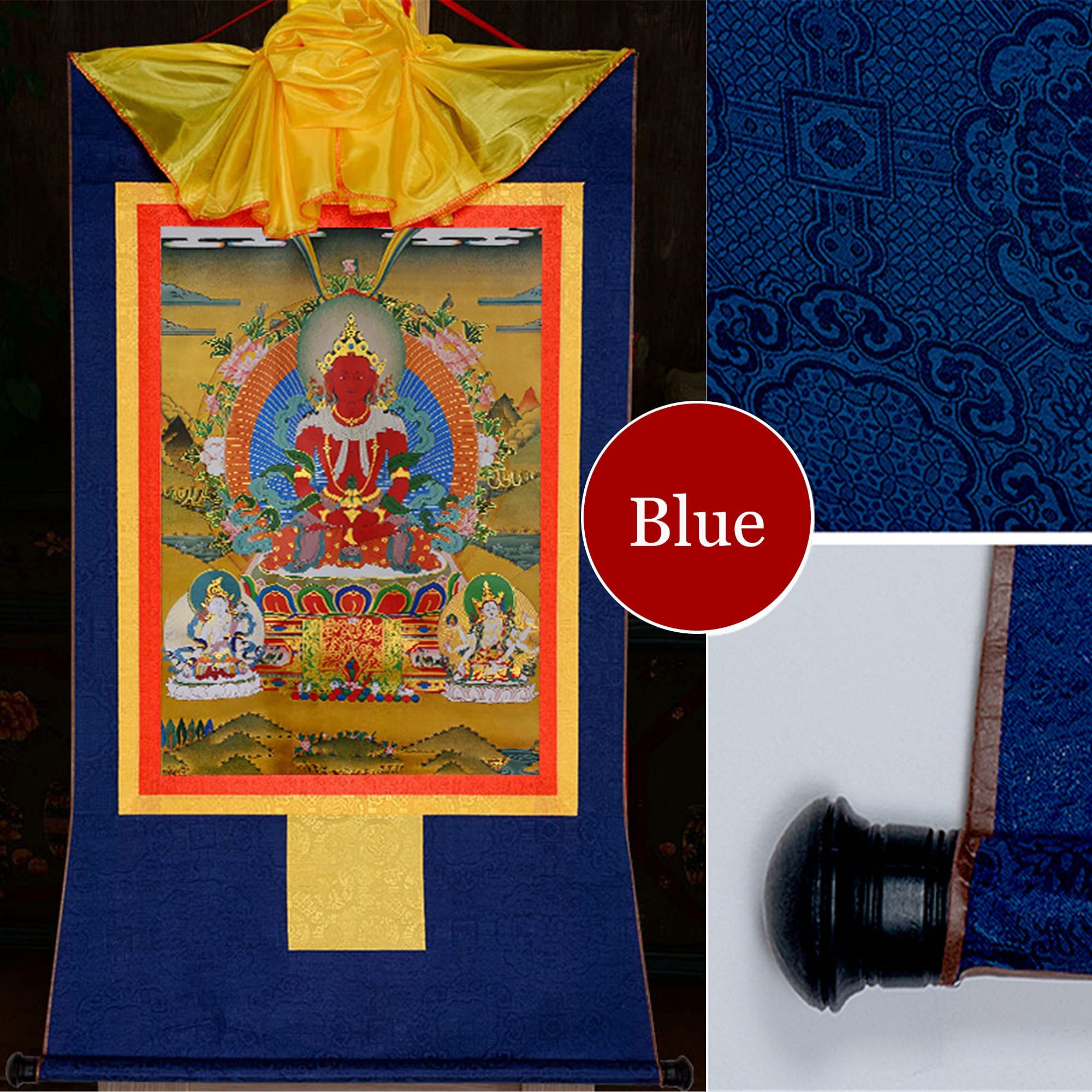 Amitayus Buddha Thangka Art - Tibetan Buddhist Tapestry for Home Decor, Meditation & Spiritual Relaxation | Perfect for Zen Spaces, Yoga Studios & Peaceful Living Rooms