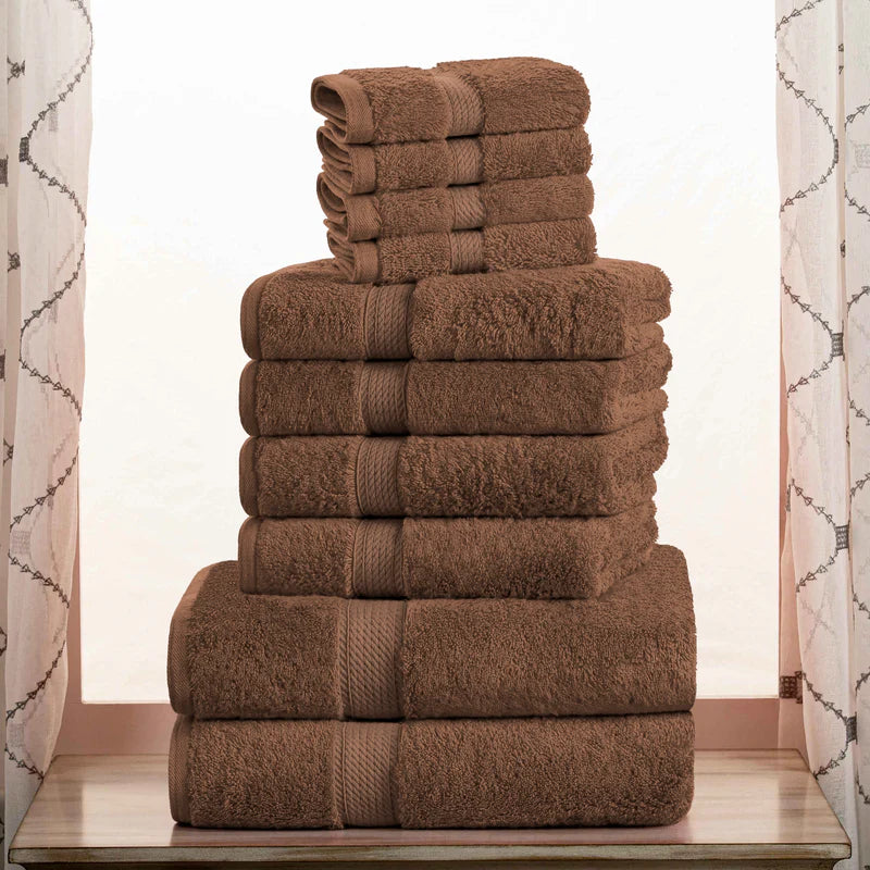 Premium Egyptian Cotton 10-Piece Towel Set - Ultra Soft, Heavyweight & Plush for Bath, Spa & Luxury Home Use