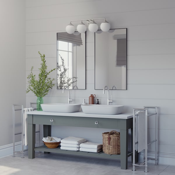 Hunter Hepburn 4-Light Brushed Nickel Bathroom Vanity Light Fixture - Perfect for Modern Bathrooms, Powder Rooms & Dressing Areas