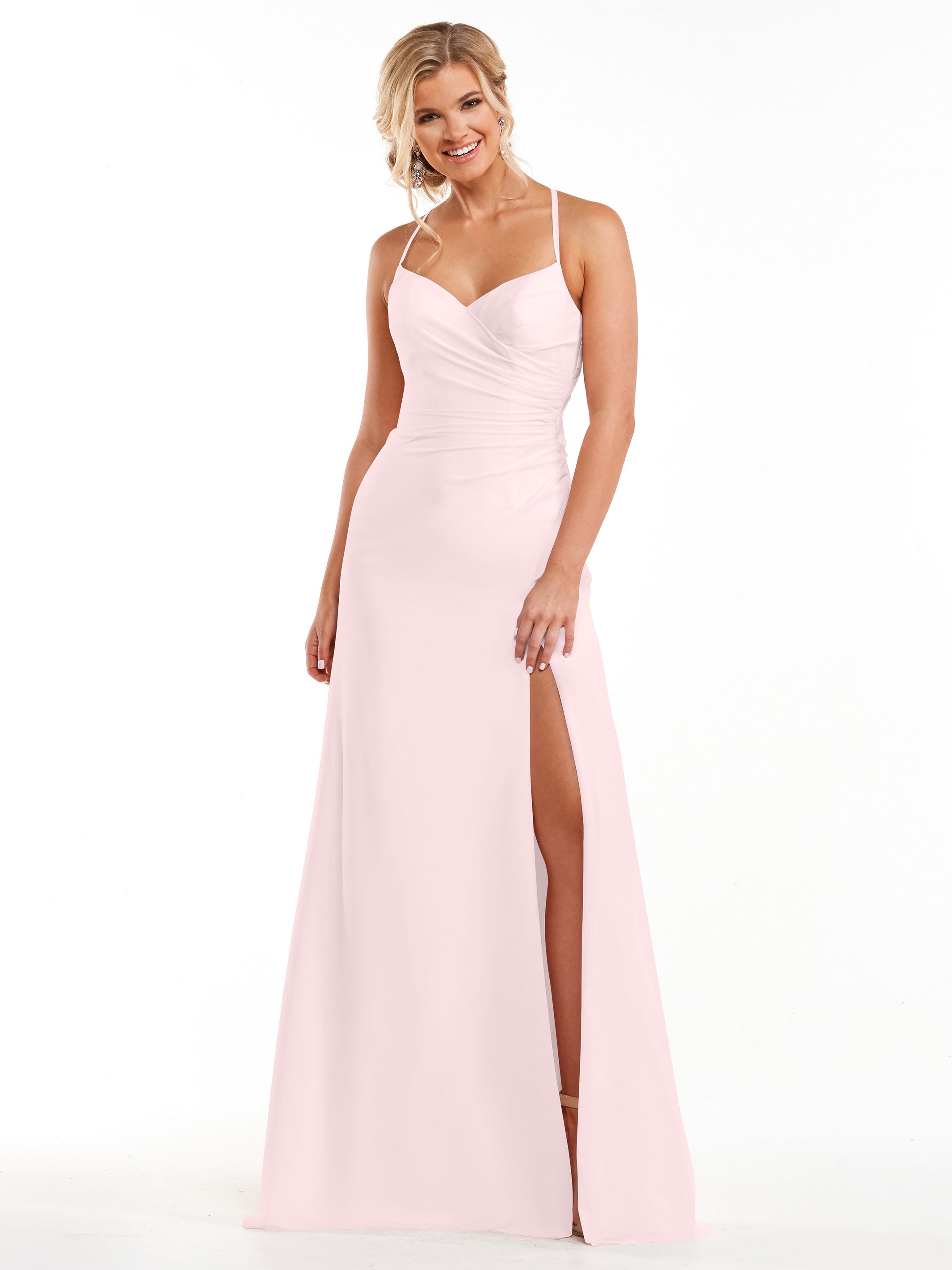 Elegant A-Line Chiffon Bridesmaid Dress with High Slit - Perfect for Weddings, Formal Events & Evening Parties