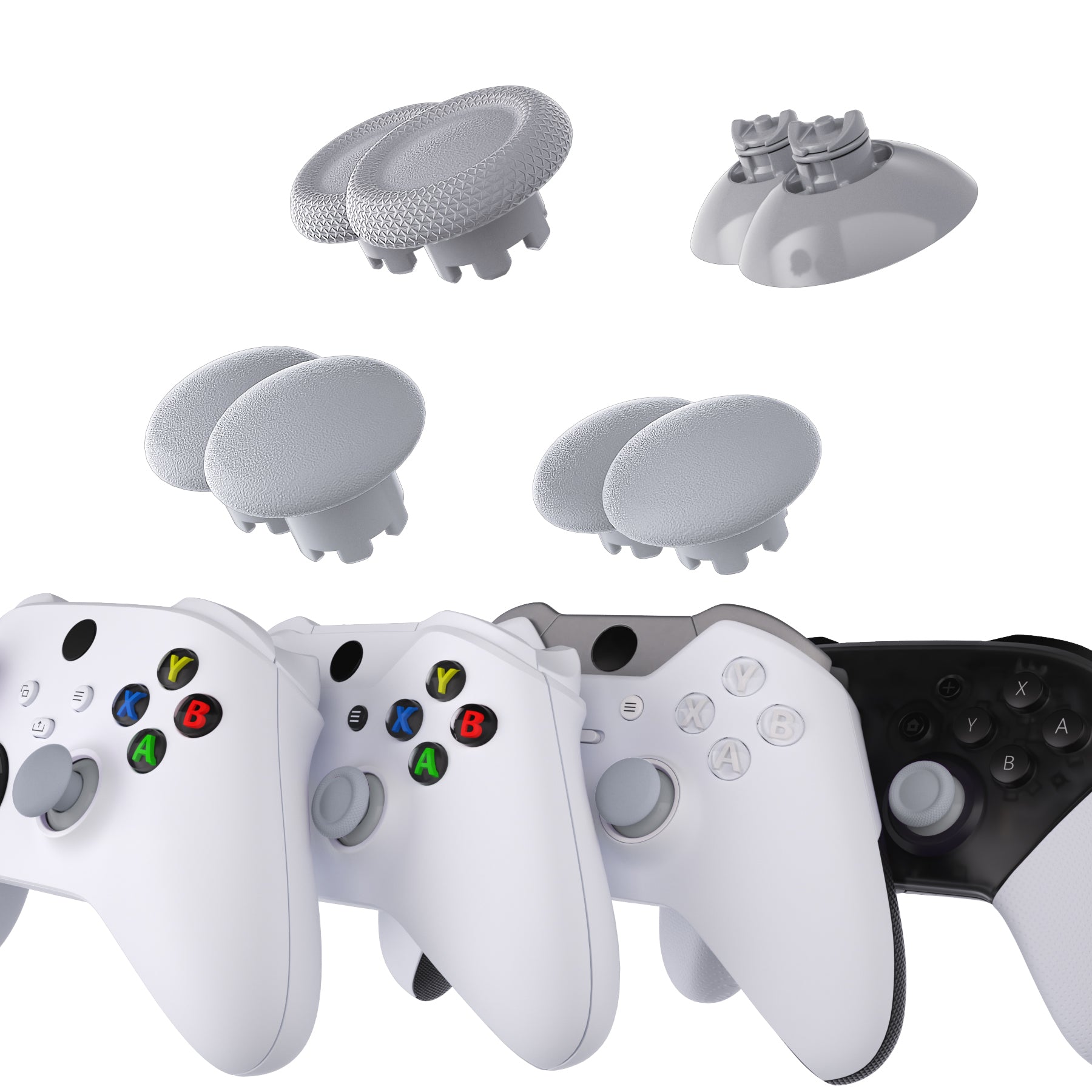 eXtremeRate EDGE Sticks Replacement Interchangeable Thumbsticks for Xbox Series X/S, Xbox Core, Xbox One X/S, Xbox Elite V1 & Nintendo Switch Pro Controller - New Hope Gray | Enhanced Grip for Gaming, FPS, Racing & Sports Games