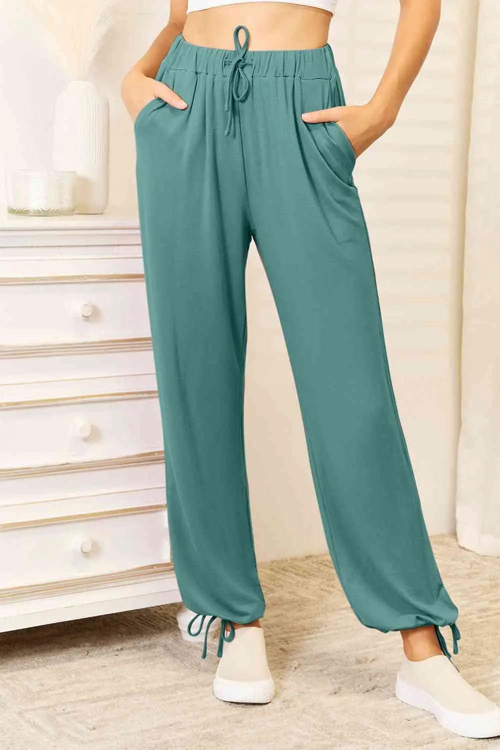 Soft Rayon Drawstring Waist Pants for Women - Full Length Comfort with Pockets | Casual Lounge, Yoga & Everyday Wear