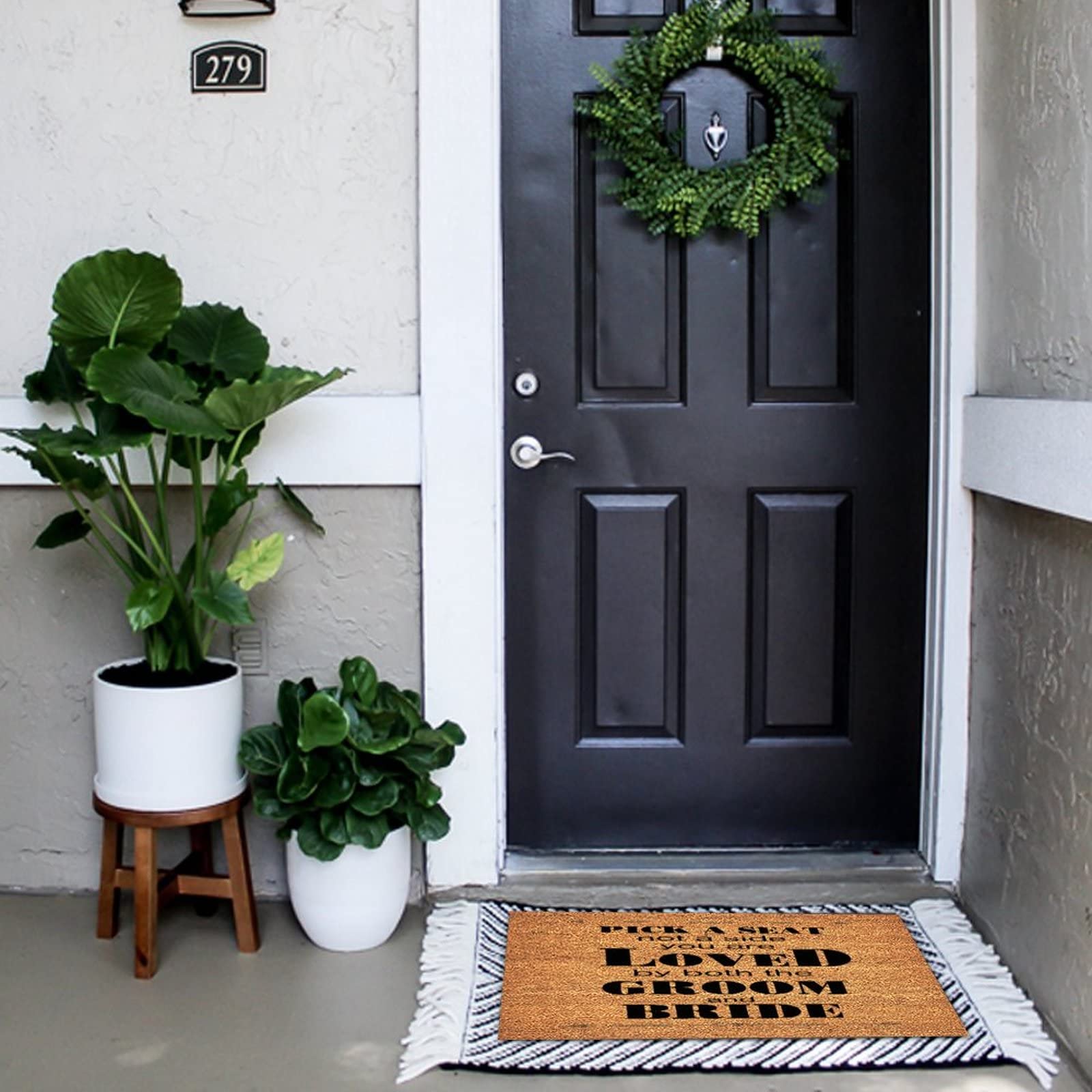 Personalized 'Pick a Seat Not a Side' Coir Doormat - You Are Loved by Both Bride & Groom - Heavy Duty 16x24 Inch Outdoor Entryway Mat for Front Door - Perfect for Weddings, Anniversaries & Newlywed Homes