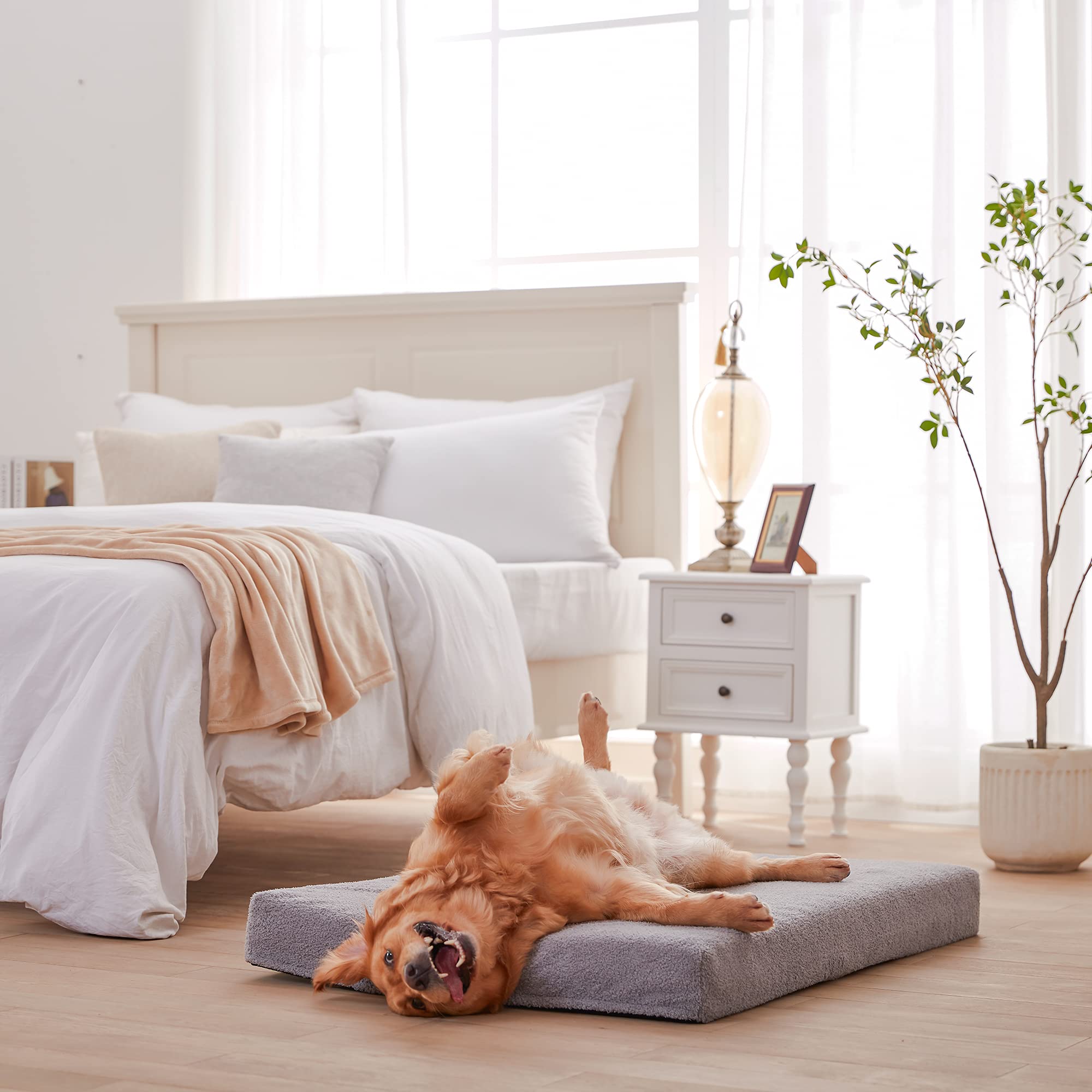 Orthopedic XXL Dog Bed for Large Dogs - Memory Foam Washable Pet Bed with Waterproof Liner & Cooling Gel Mattress - Comfortable Crate Pad Supports Up to 150 lbs - Perfect for Elderly Dogs, Arthritic Pets & Big Breed Recovery (Great for Living Rooms, Bedrooms & Pet Crates)