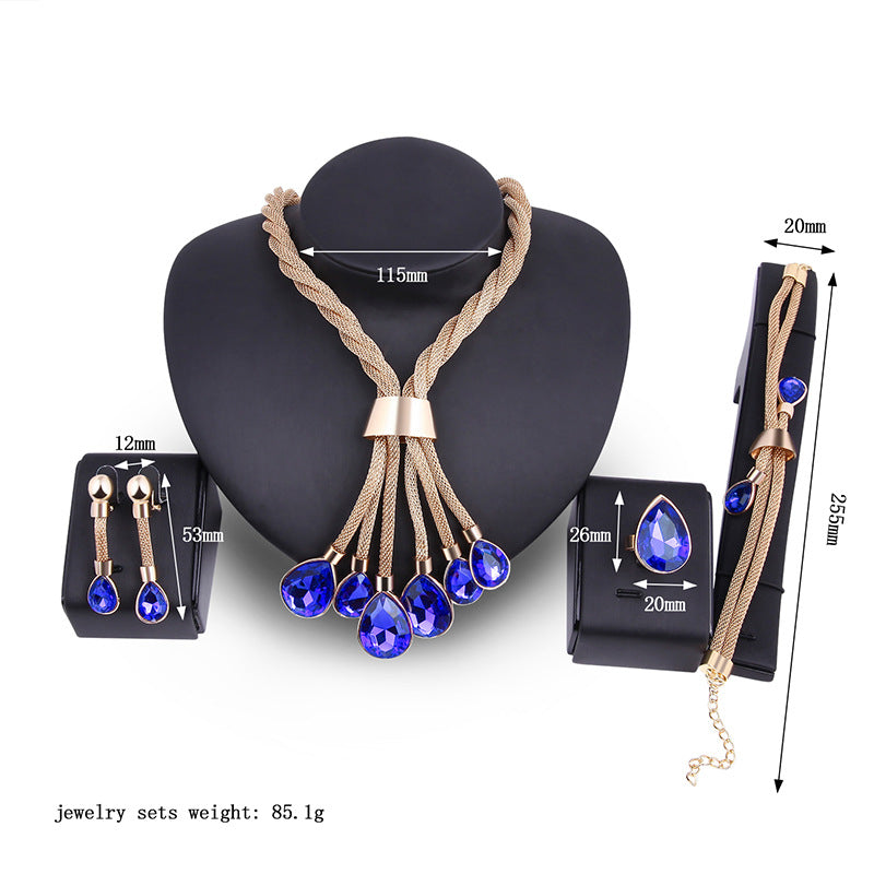 4-Piece Gold-Plated Necklace and Earrings Jewelry Set for Women - Elegant Gift for Birthday, Anniversary, and Special Occasions