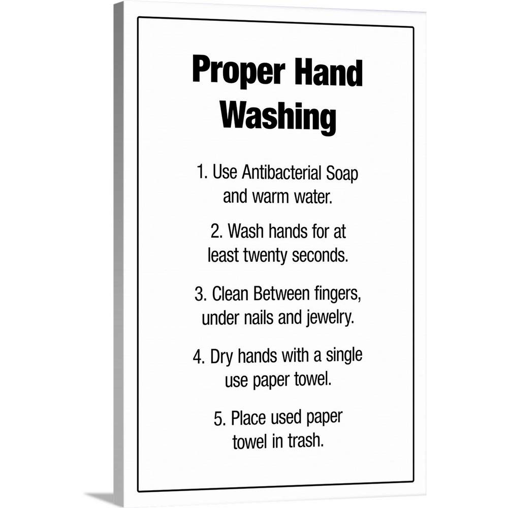 Proper Handwashing Canvas Wall Art Print - Motivational Bathroom Decor for Home, Office & Clinic - Perfect for Hygiene Awareness & Healthcare Spaces