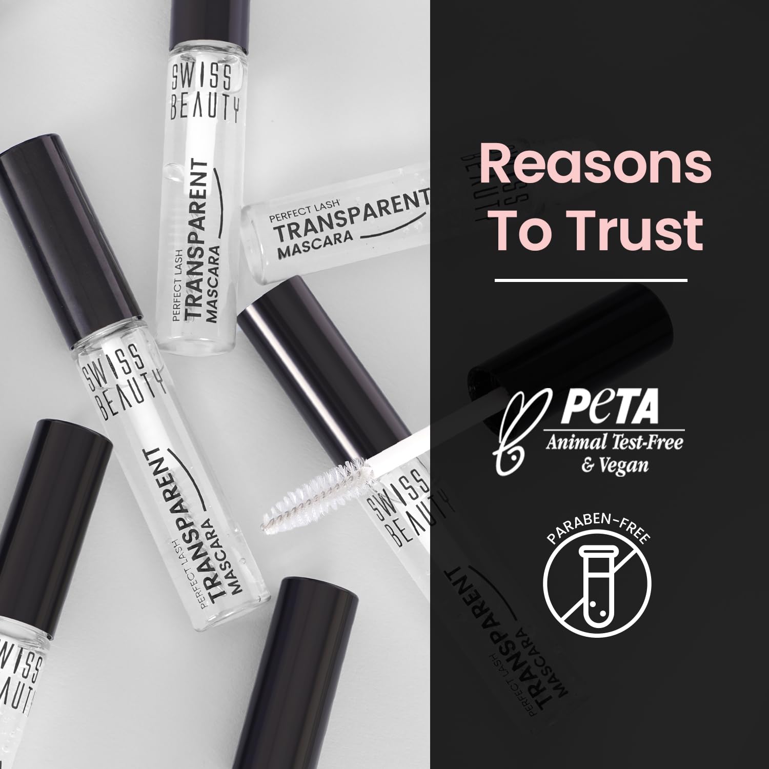 Swiss Beauty Perfect Lash Transparent Volumizing Mascara - Lightweight Non-Sticky Formula with Lash Growth Enhancer (7ml) | Natural Looking Lashes for Everyday Wear & Special Occasions