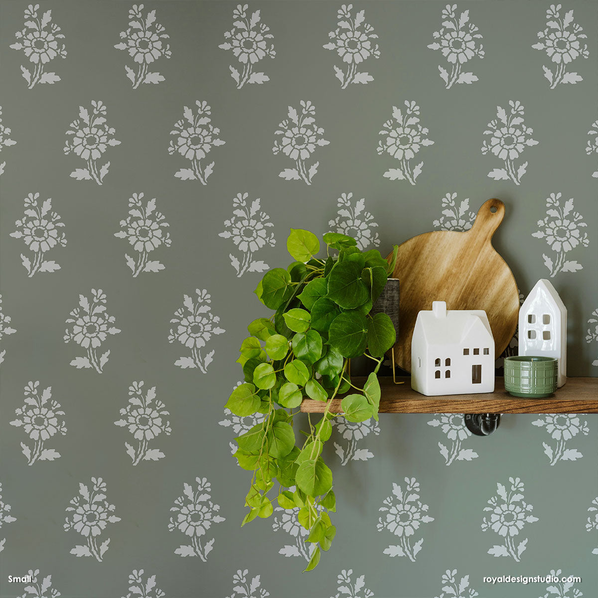 Provence Petite Floral Wall Stencil - DIY Home Decor, French Country Design for Bedroom & Living Room Wall Painting