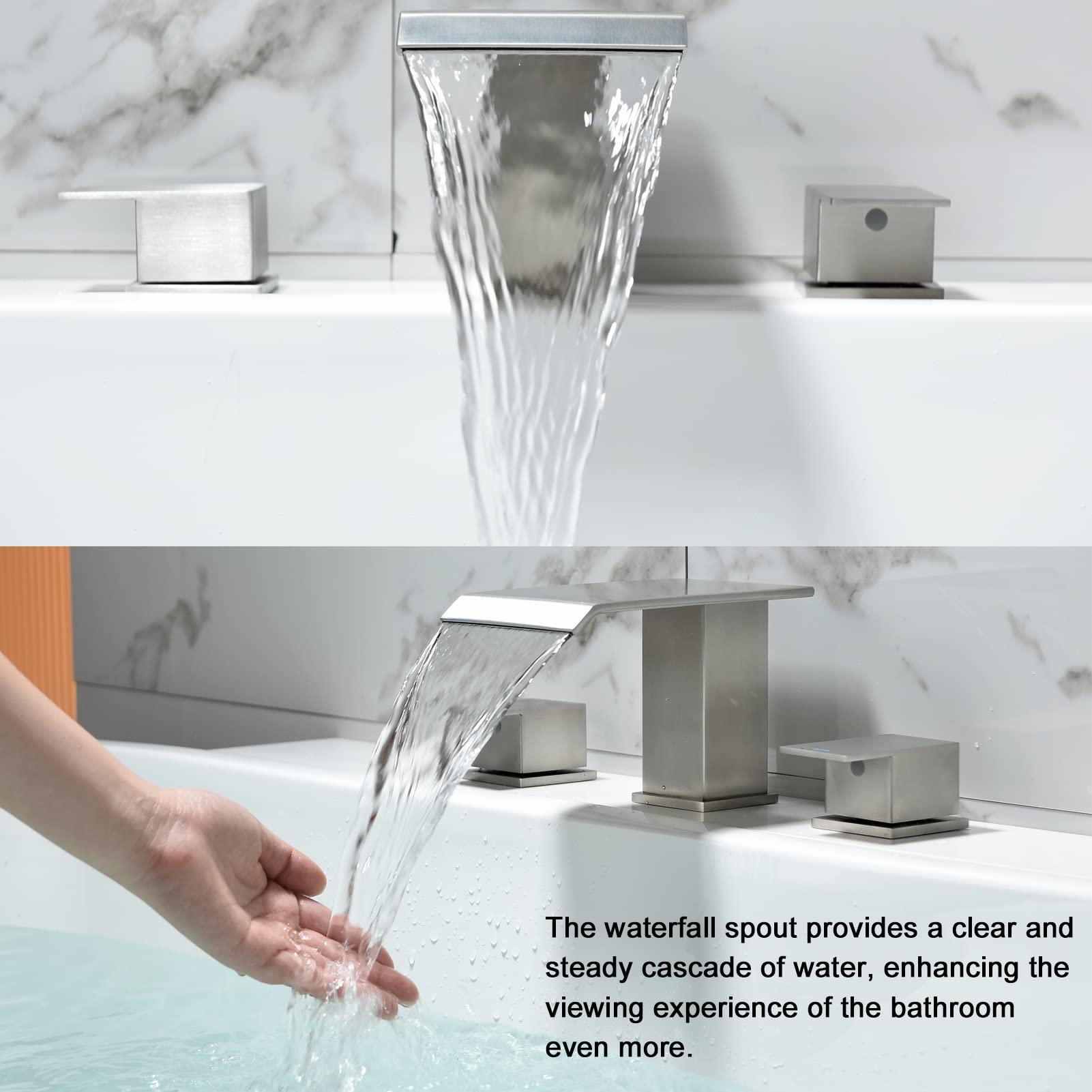 2 Handle Deck Mount Roman Bathtub Faucet Set - Brushed Nickel Finish, High Flow Garden Tub Faucet for Vintage Bathroom & Spa Relaxation
