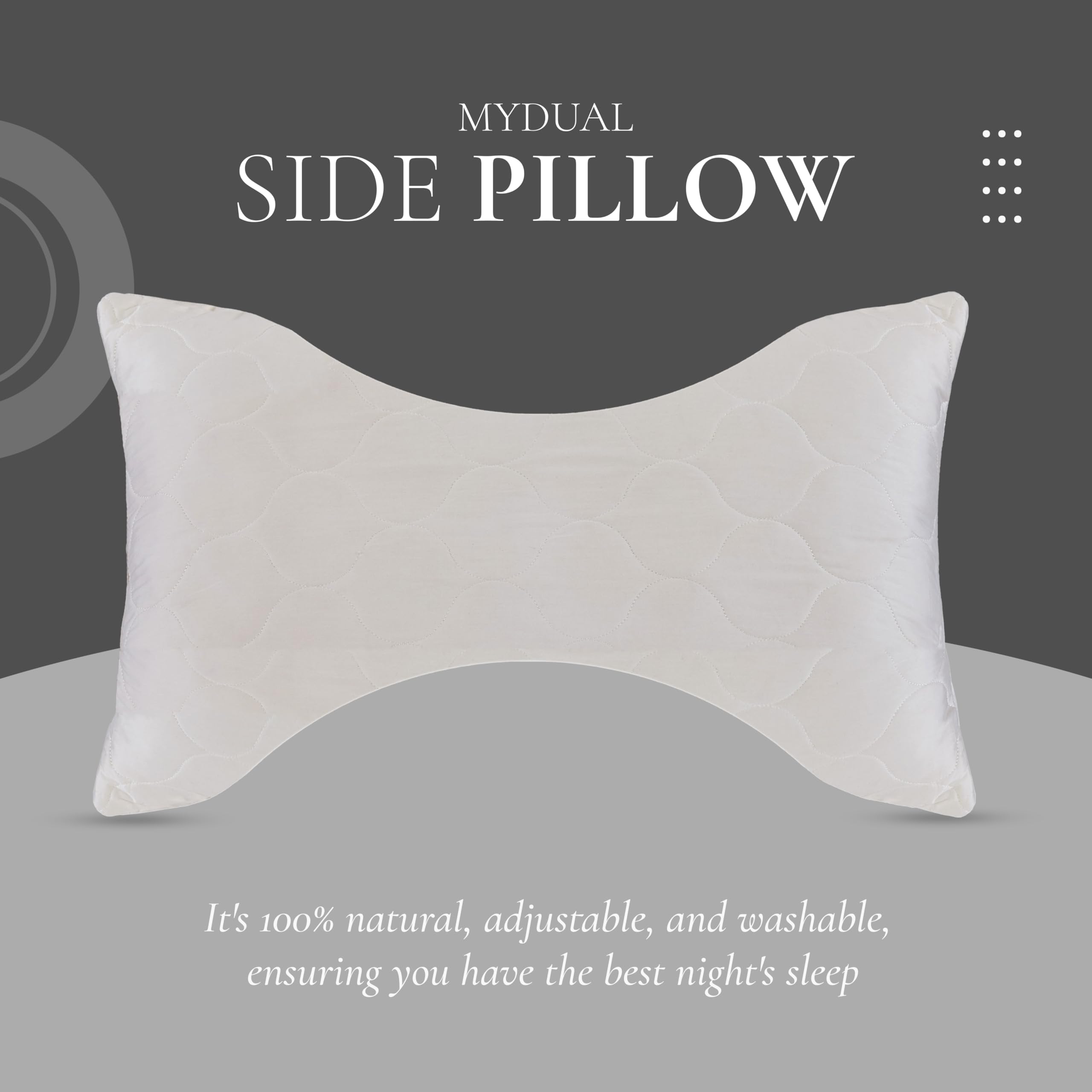 Sleep & Beyond myDual Side Pillow: 100% Natural Wool Pillow for Neck & Spine Support - Adjustable & Washable Queen Size (20x30