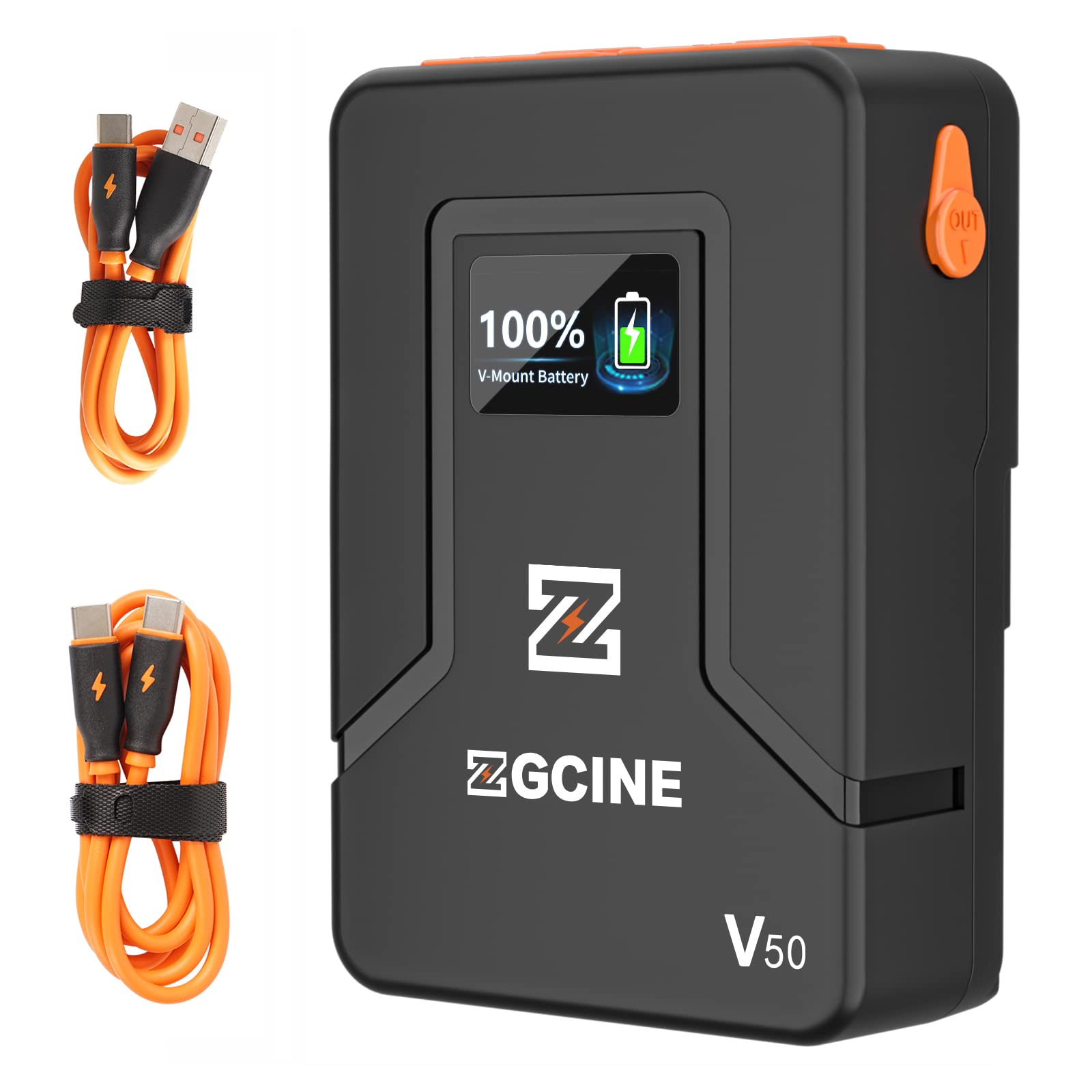 ZGCINE V50 Mini V-Mount Battery 3400mAh (50Wh/14.8V) with PD Fast Charging - OLED Display, DC/D-TAP/BP/USB-C/USB-A Ports - Compatible with DSLR Cameras, Camcorders, Monitors & Smartphones - Perfect for Film Production, Live Streaming & Outdoor Photography