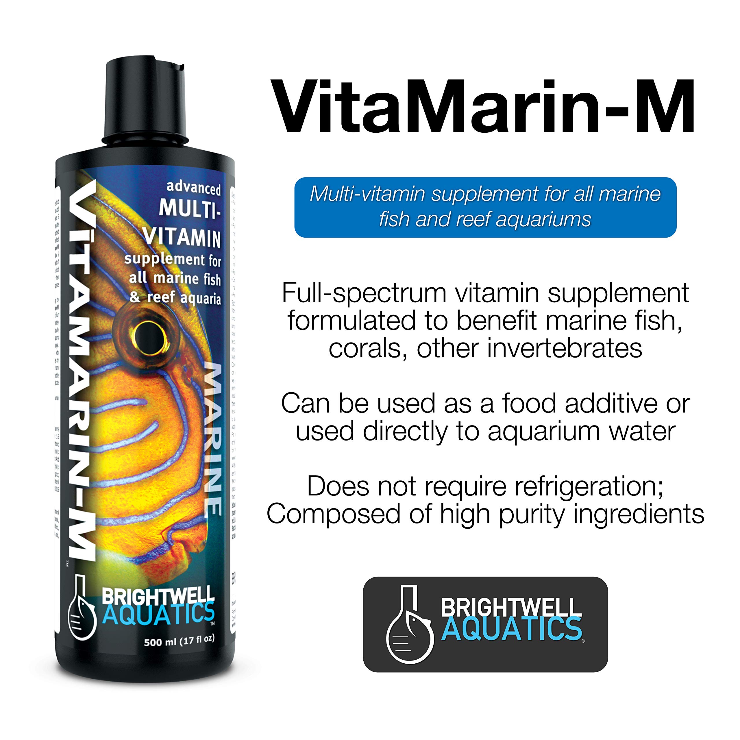 Brightwell Aquatics Vitamarin M - Premium Liquid Multivitamin Supplement for Saltwater & Reef Aquariums | Essential Nutrients for Marine Fish, Corals & Invertebrates | 2-Liter Bottle | Perfect for Daily Nutrition & Immune System Support