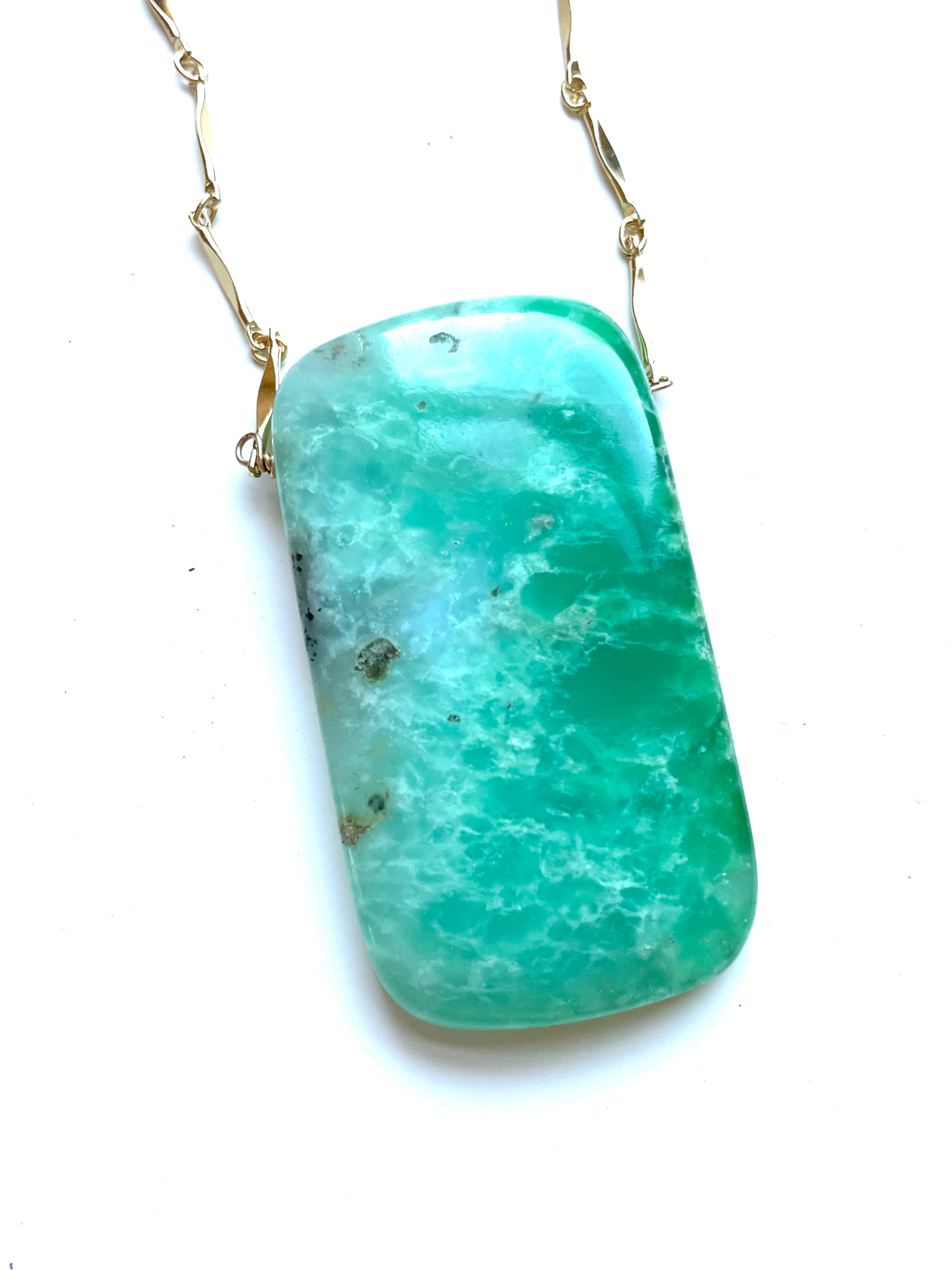 Extra Large Chrysoprase Crystal Necklace - 18