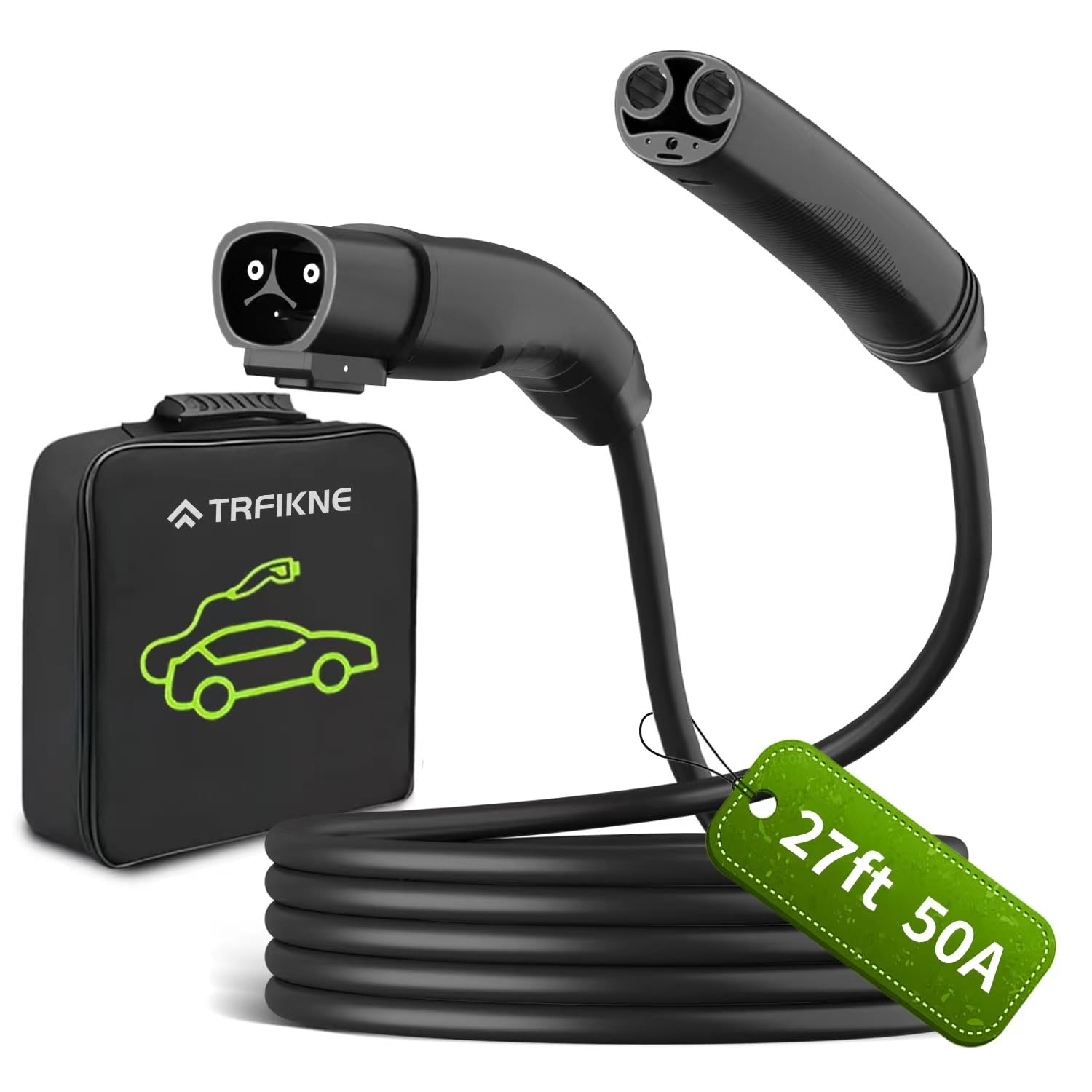 27ft 50A Tesla Extension Cord - 12KW Heavy Duty EV Charging Cable for Model Y/3/S/X/Cybertruck | Compatible with All Tesla Mobile Chargers & Wall Connectors | Perfect for Home, RV & Outdoor Charging
