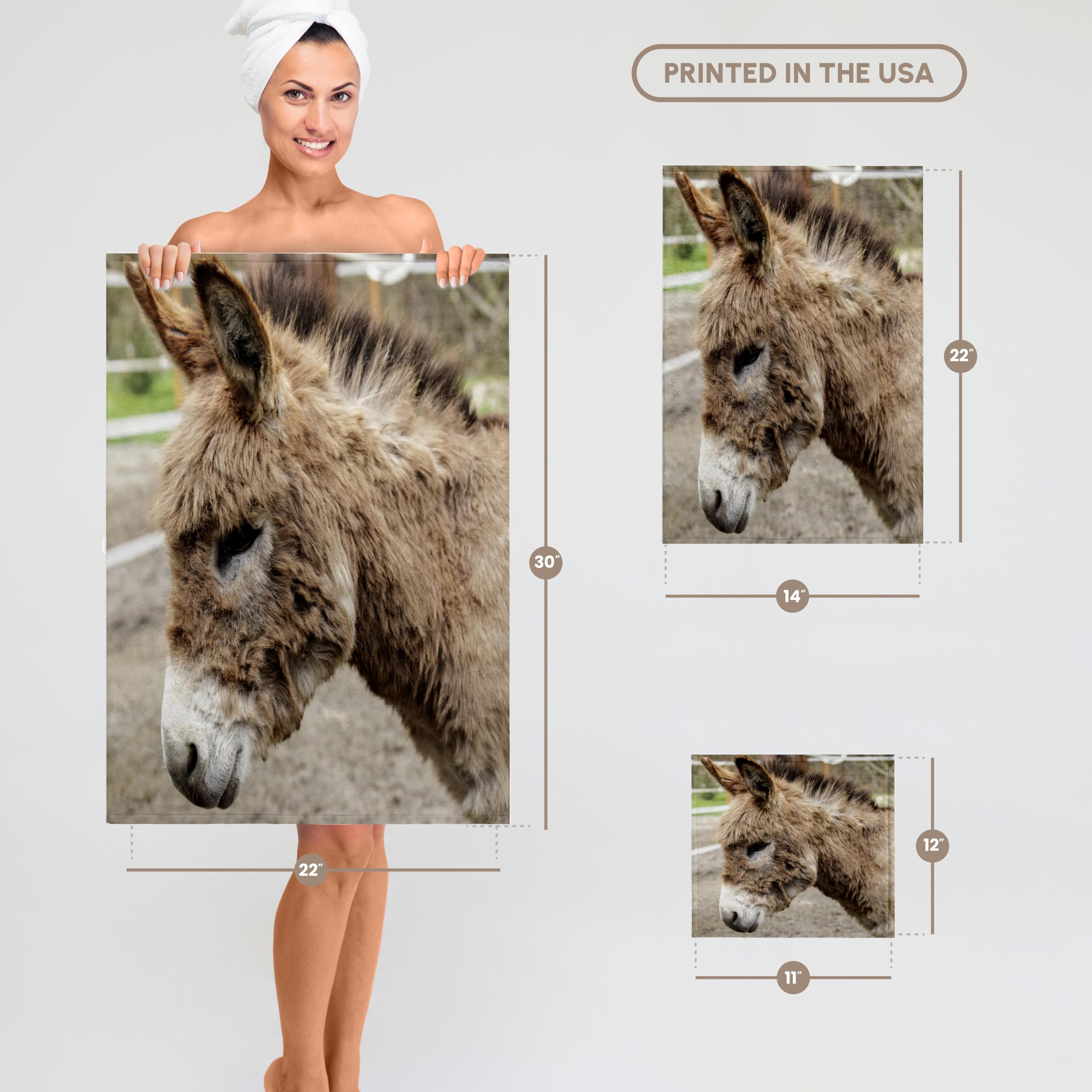 3dRose Danita Delimont Miniature Mediterranean Donkey Foal Portrait - Fall City WA Animal Themed Bath Towel Set (twl-332815-1) - Perfect for Farmhouse Decor, Baby Showers & Unique Gift Ideas