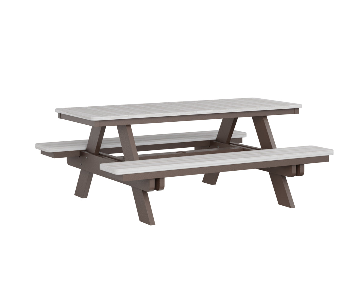 Berlin Gardens Rectangular Picnic Table - Outdoor Dining Set for Patio, Backyard, and Park - Heavy Duty Weather-Resistant Wooden Picnic Bench with Umbrella Hole