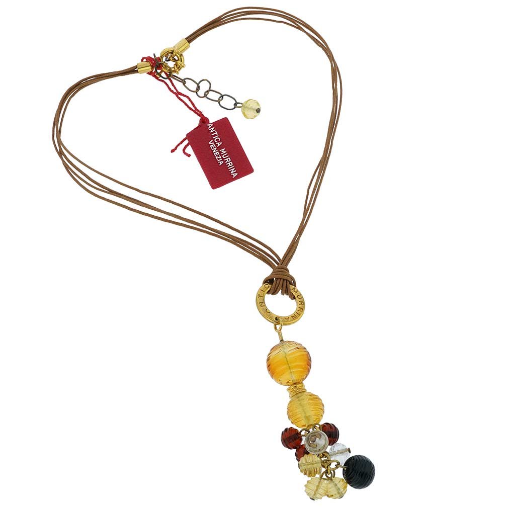 Venetian Murano Glass Teti Necklace in Golden Brown - Handcrafted Italian Jewelry for Women, Gift for Her, Perfect for Weddings & Special Occasions