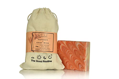 Goat Milk & Saffron Handmade Soap Bar 3.5oz | Natural Himalayan Artisan Soap for Dry & Sensitive Skin | Luxurious Bath & Gift Set for Women & Men