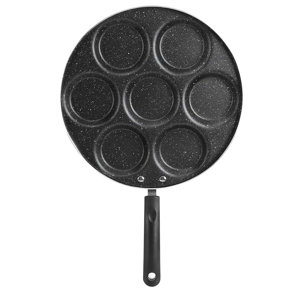 Non-Stick 7 Round Hole Frying Pan - Perfect for Eggs, Burgers & Pancakes | Durable Household & Commercial Cookware for Home, Hotel & Restaurant Kitchens | Ideal for Breakfast, Brunch & Quick Meals