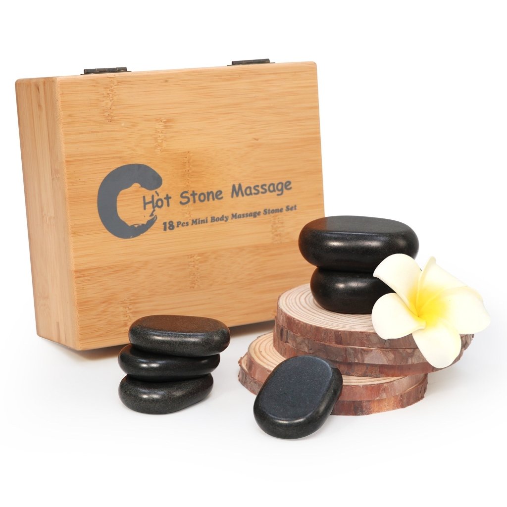 Professional 18-Piece Hot Stone Massage Kit with Basalt Rocks for Spa, Pain Relief & Relaxation - Perfect for Home & Professional Use, Healing Therapy & Stress Relief