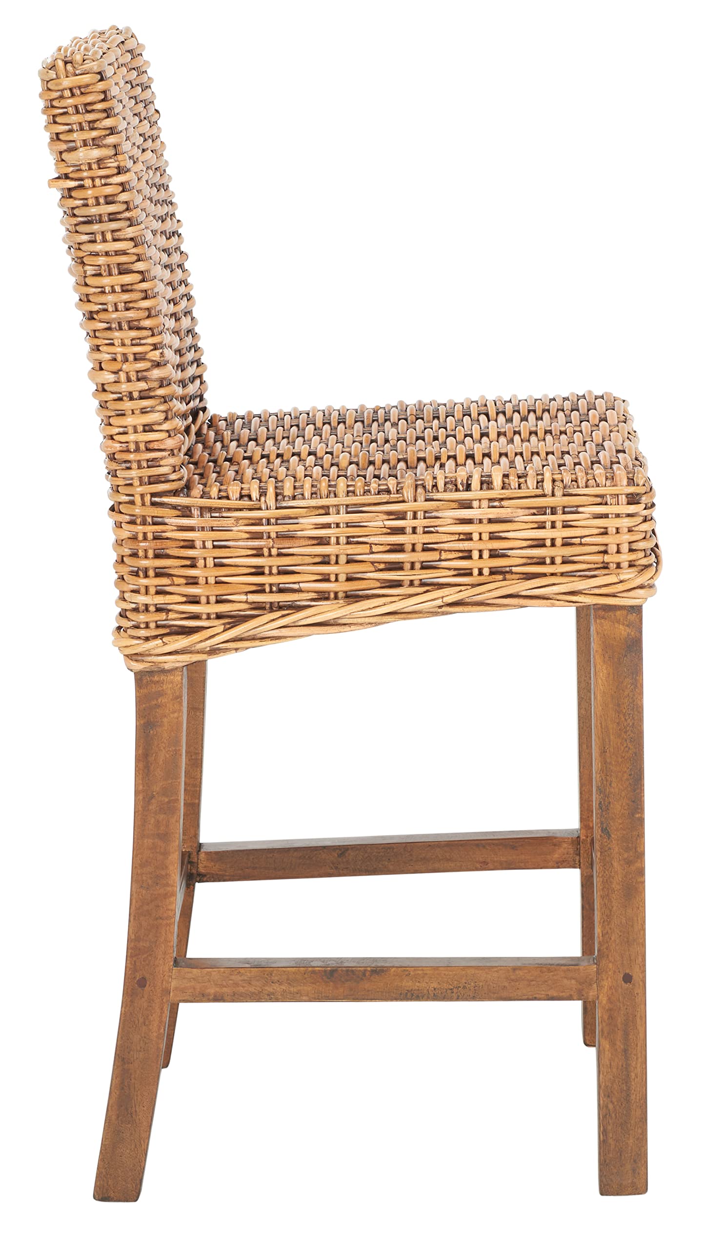 SAFAVIEH Home Tobie Honey Brown Wash Rattan 24-inch Counter Stool - Modern Bar Stool for Kitchen Island, Breakfast Nook & Dining Room Decor