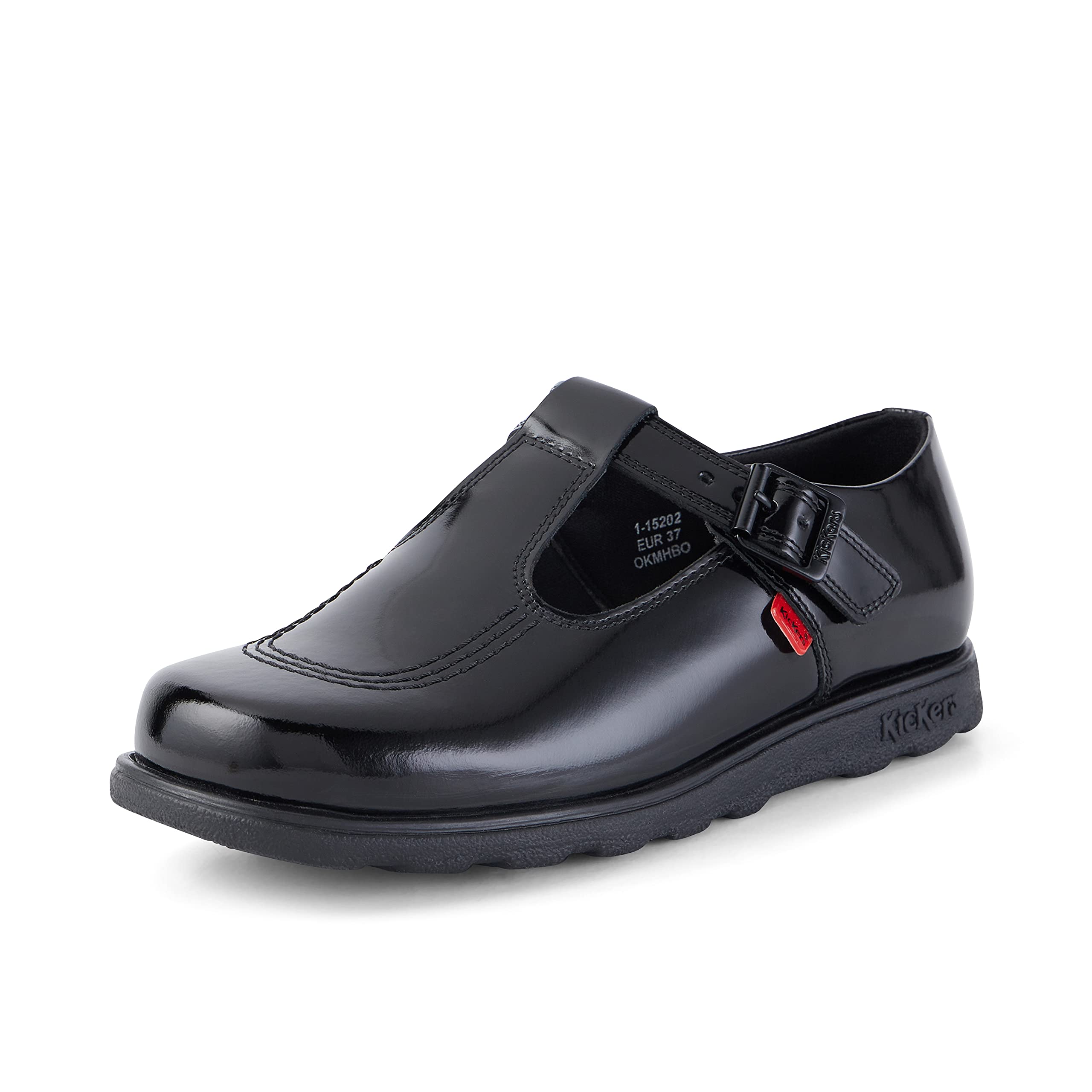 Kickers Tovni T-Bar Black Patent Leather School Shoes for Girls - Comfortable & Stylish for School, Parties & Everyday Wear