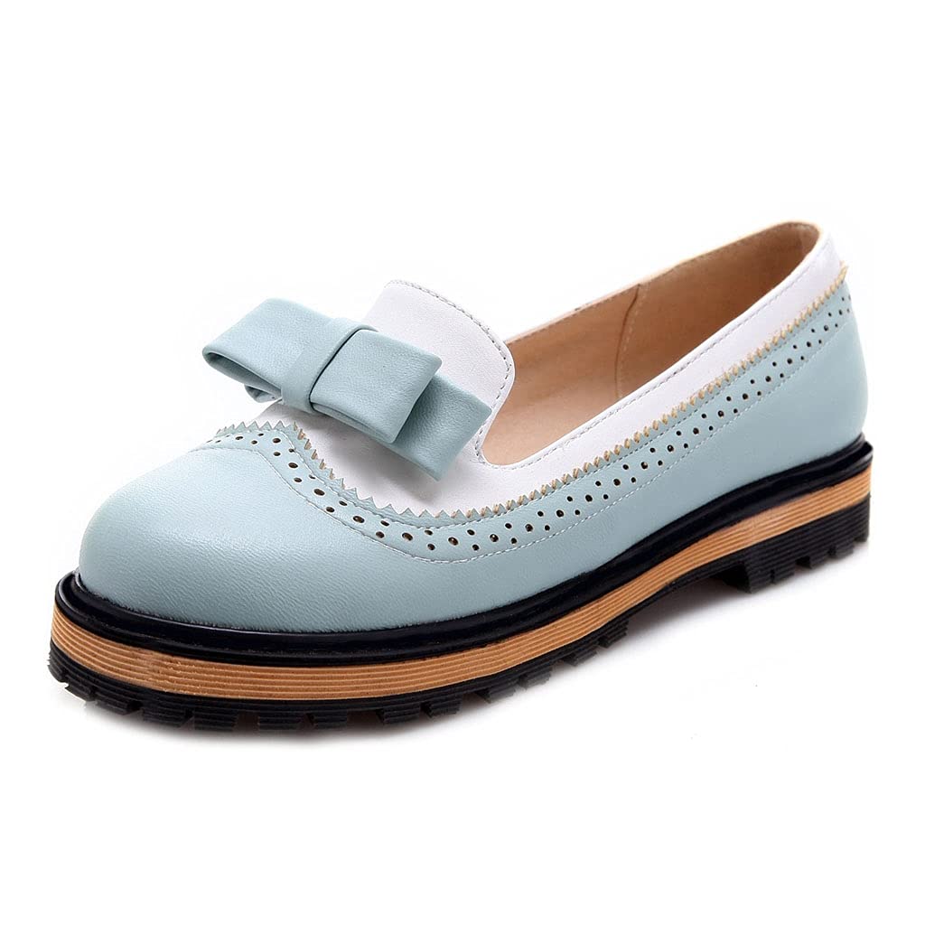 MIOKE Women's Classic Bowtie Slip-On Loafers - Round Toe Leather Ballet Flats with Pearl Accents for Comfort & Style | Perfect for Office, Wedding & Casual Outfits