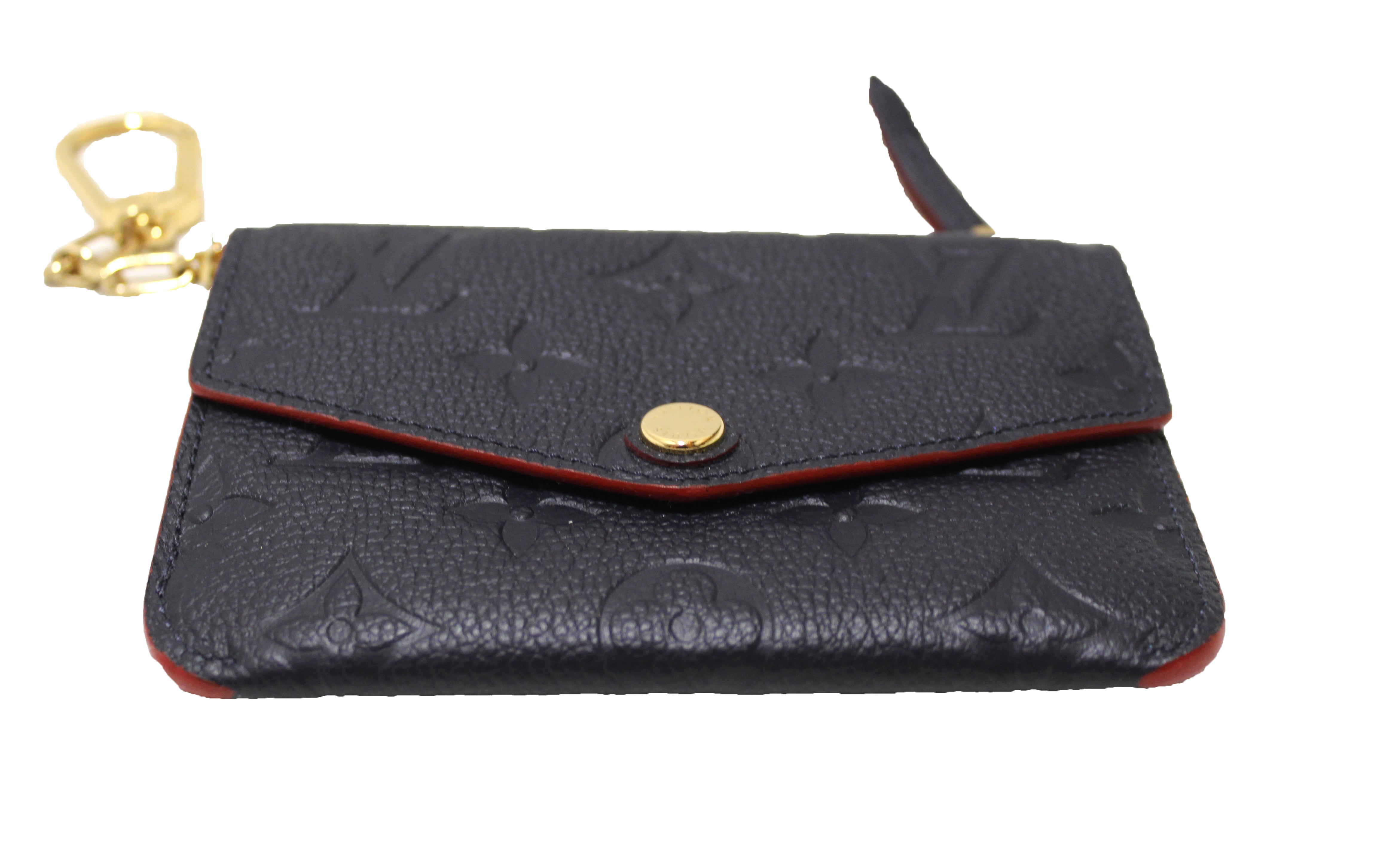 Authentic Louis Vuitton Blue Monogram Empreinte Leather Key Pouch - Luxury Compact Wallet for Keys & Cards | Perfect for Everyday Use, Travel & Gift Giving