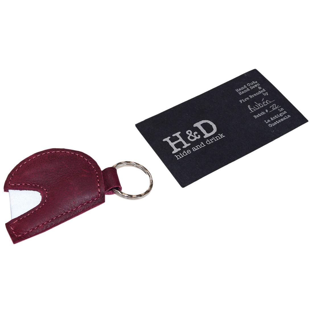 Handmade Leather Motorcycle Helmet Keychain - Hide & Drink Premium Biker Key Ring & Holder for Racing Accessories | Ideal for Motorcycle Enthusiasts & Gift Giving