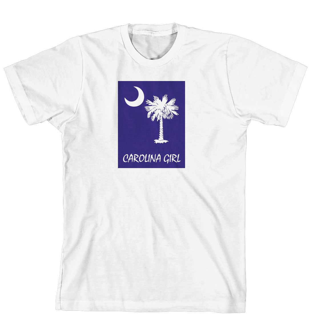 Cahoon's Closet Carolina Girl Palmetto & Moon Graphic T-Shirt - Soft Cotton Tee with Blue Background | Casual Wear, Beach Outfit, Southern Style Fashion