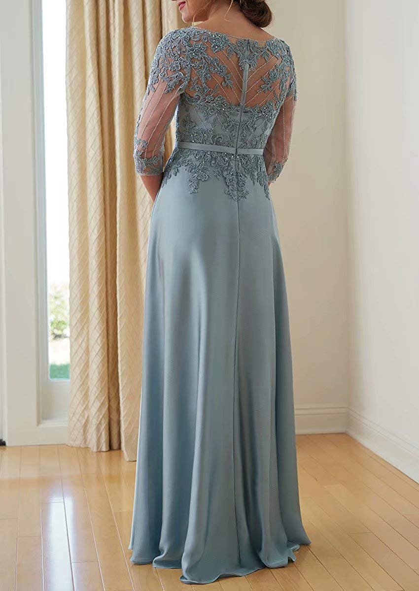 Honeydress Women's Lace Applique Long Sleeve A-Line Formal Evening Gown - Mother of The Bride Dress for Weddings, Parties & Special Occasions
