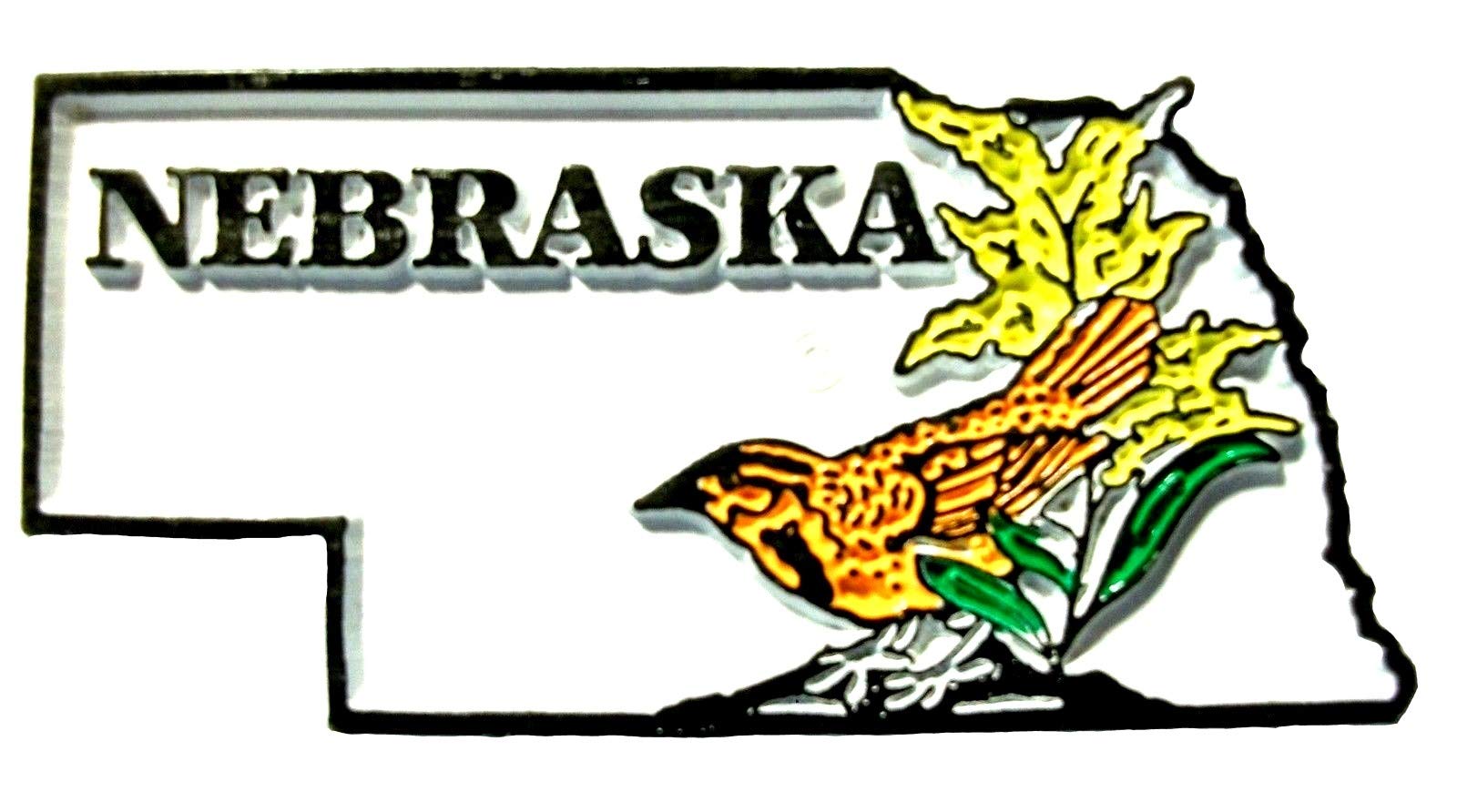 Nebraska State Outline Fridge Magnet - Western Meadowlark & Floral Design | Perfect for Home, Office Decor & Souvenir Gifts