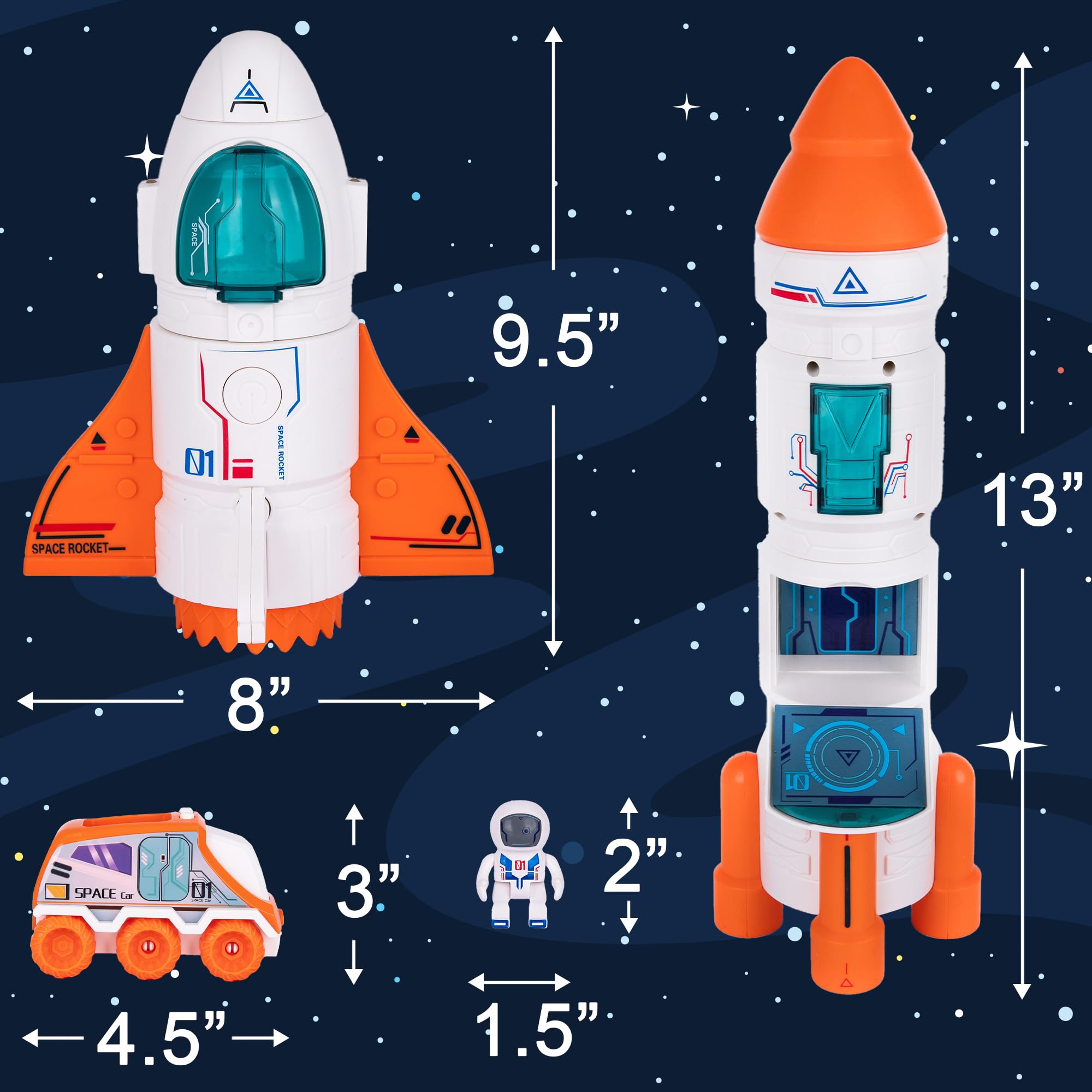 ArtCreativity Rocket Space Toys for Kids Ages 3-7 - LED Light & Sound Projection Rocket Ship with Mist Spray, Astronaut Figures & Rover - STEM Learning Space Shuttle Toy for Boys & Girls | Birthday Gift, Science Party, Pretend Play