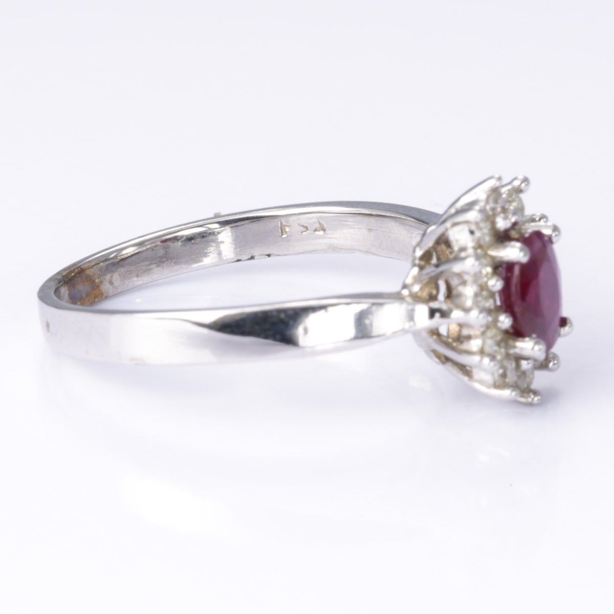 10K White Gold Ruby and Diamond Ring - 0.40ct Ruby & 0.20ctw Diamond - Size 6 | Elegant Engagement, Anniversary or Gift Jewelry for Women