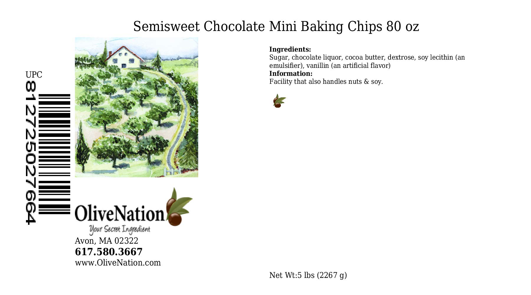 OliveNation Semisweet Chocolate Mini Baking Chips - 80 oz (5 lbs) Bulk Baking Chocolate for Cookies, Cakes, Muffins & Desserts - Perfect for Home Bakers & Professional Chefs