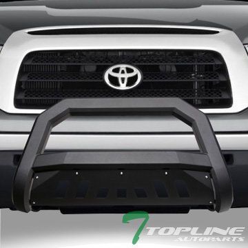 Matte Black AVT Style Bull Bar Brush Guard Front Bumper Grille with Skid Plate for 2007-2021 Toyota Tundra | Off-Road Protection & Truck Accessories