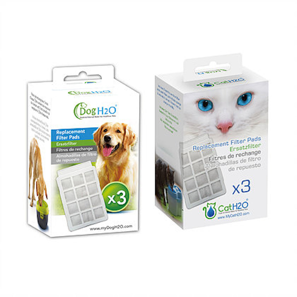 Cat H2O 1.2L Mini Water Fountain with Activated Carbon Filter - Eliminates Bad Breath in Cats - Includes Deodorizer & Filter Refills - Perfect for Home, Office, and Small Spaces