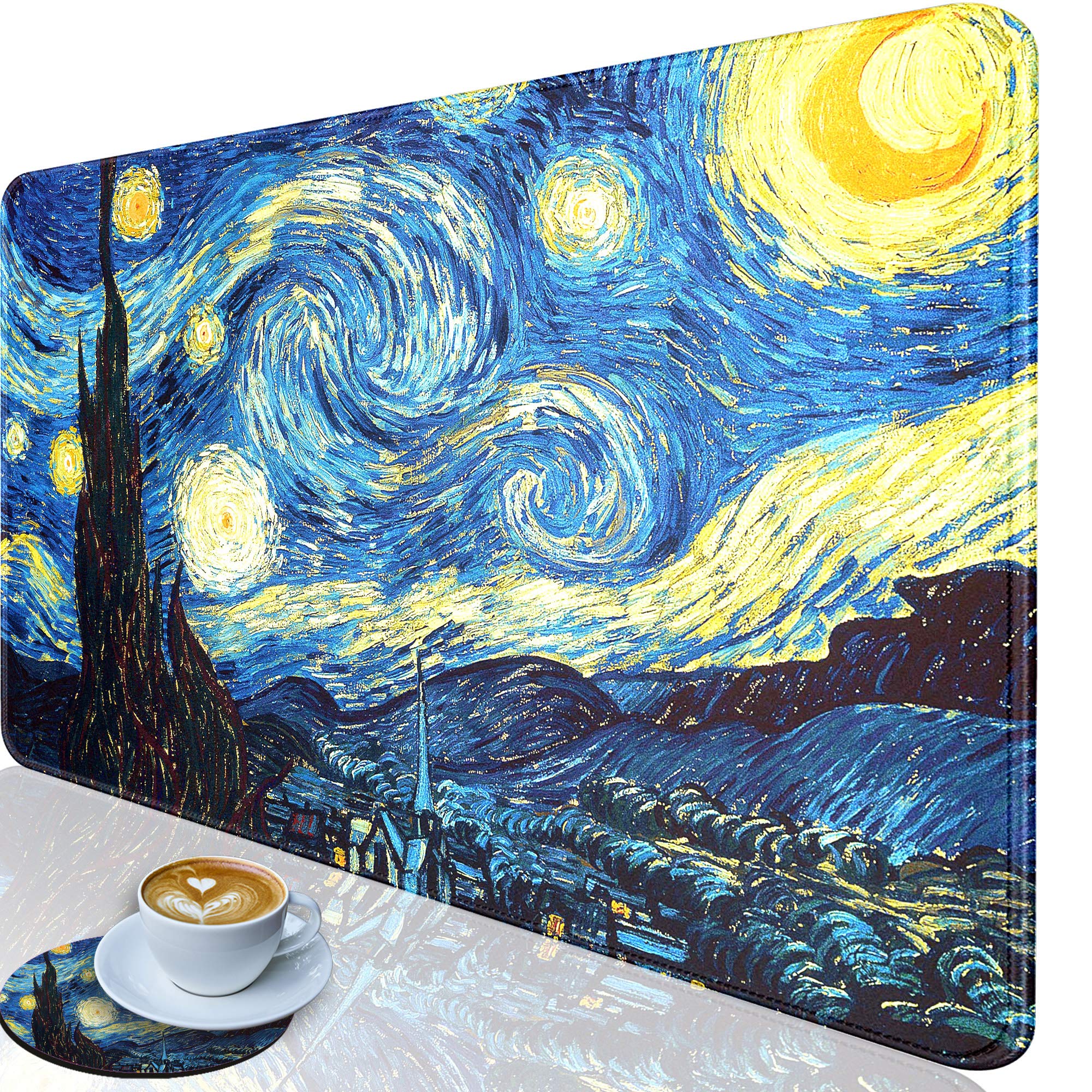 Large Gaming Mouse Pad with Stitched Edges - Waterproof Extended Desk Mat, Non-Slip Rubber Base (31.5