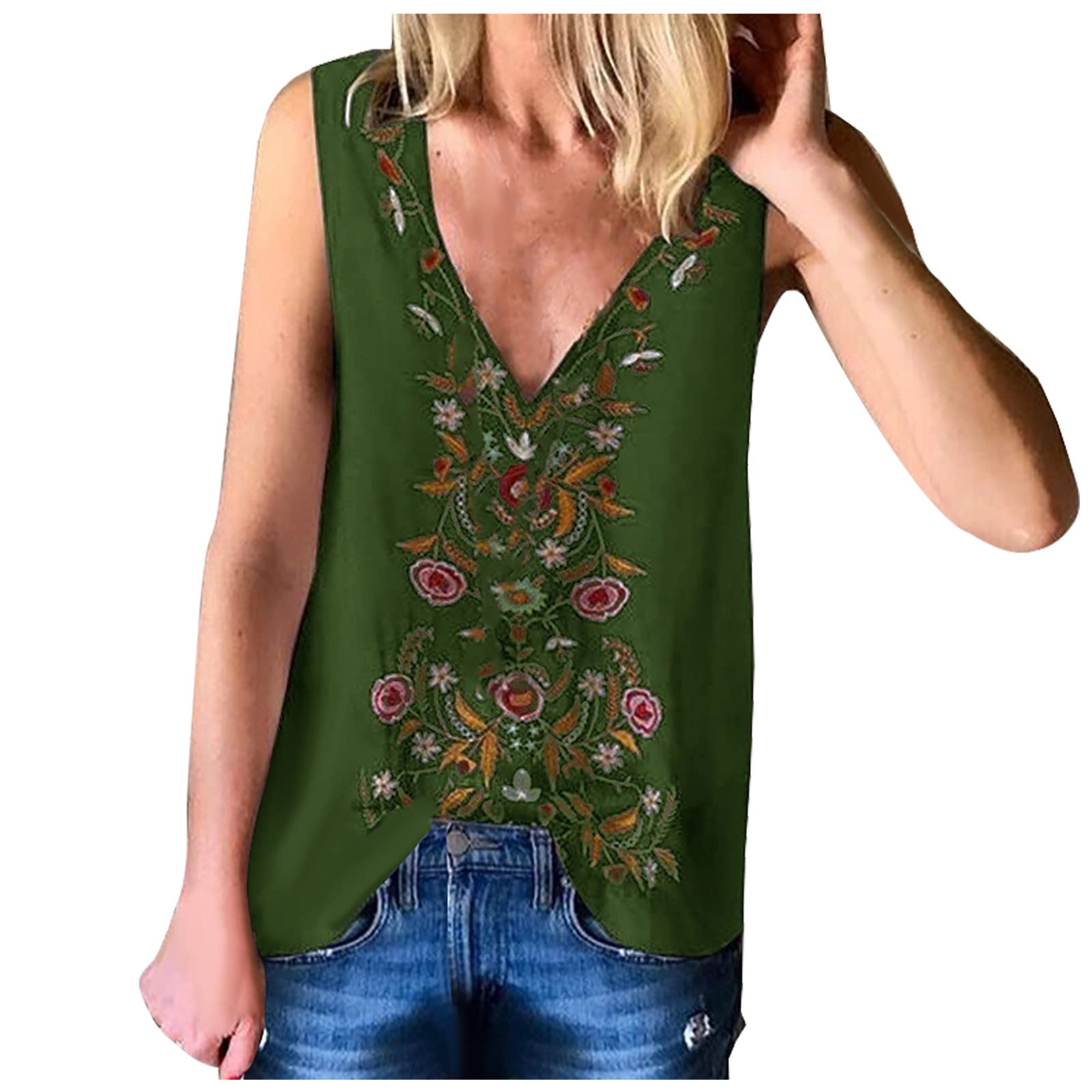 Women's Ethnic Print Sleeveless Tank Tops - Summer Fashion Loose Casual Blouse for Beach, Yoga & Everyday Wear