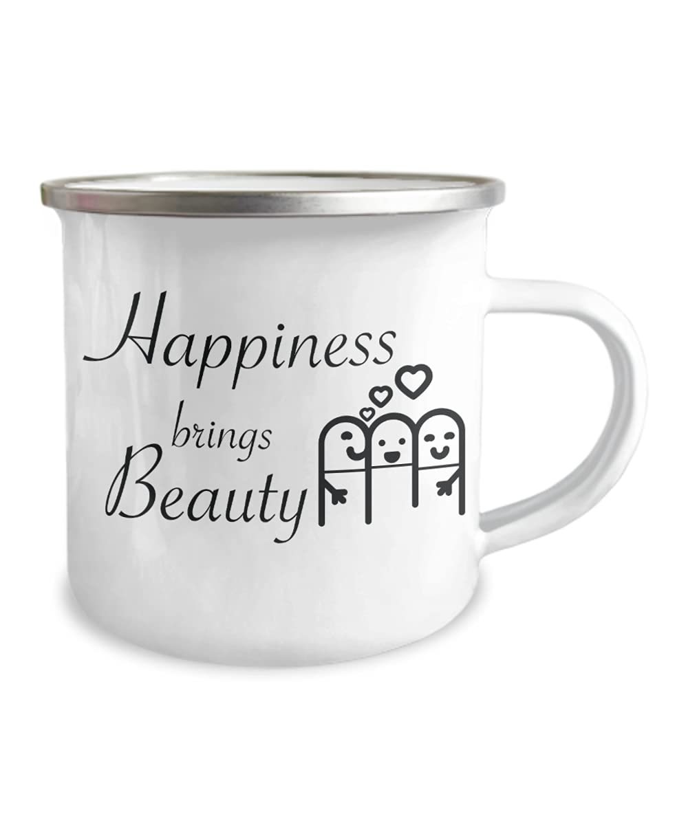 Valentine's Day Coffee Mug - 12oz Stainless Steel Enamel Camping Mug for Couples, Motivational Travel Cup with White Finish - Perfect for Romantic Gifts, Camping Trips & Daily Coffee Use
