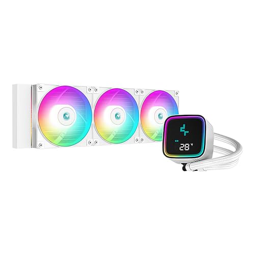 DeepCool LS720 SE Digital Edition White 360mm AIO Liquid CPU Cooler - 4th Gen Dual-Chamber Pump, 3100RPM, 300W TDP, Anti-Leak Technology, ARGB Fans - Perfect for Gaming PCs, Workstations, and High-Performance Cooling